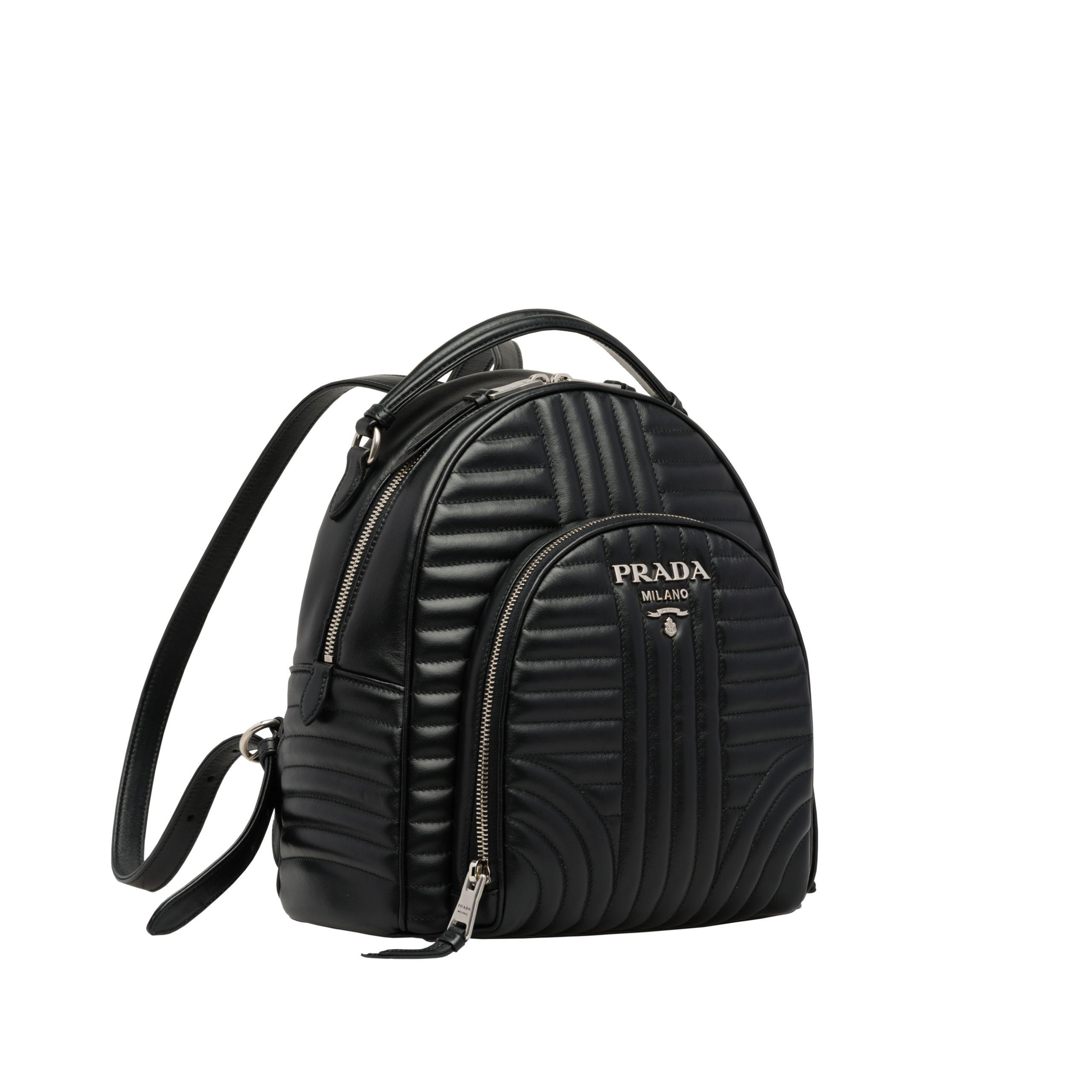Prada Diagramme Quilted Backpack in Black | Lyst