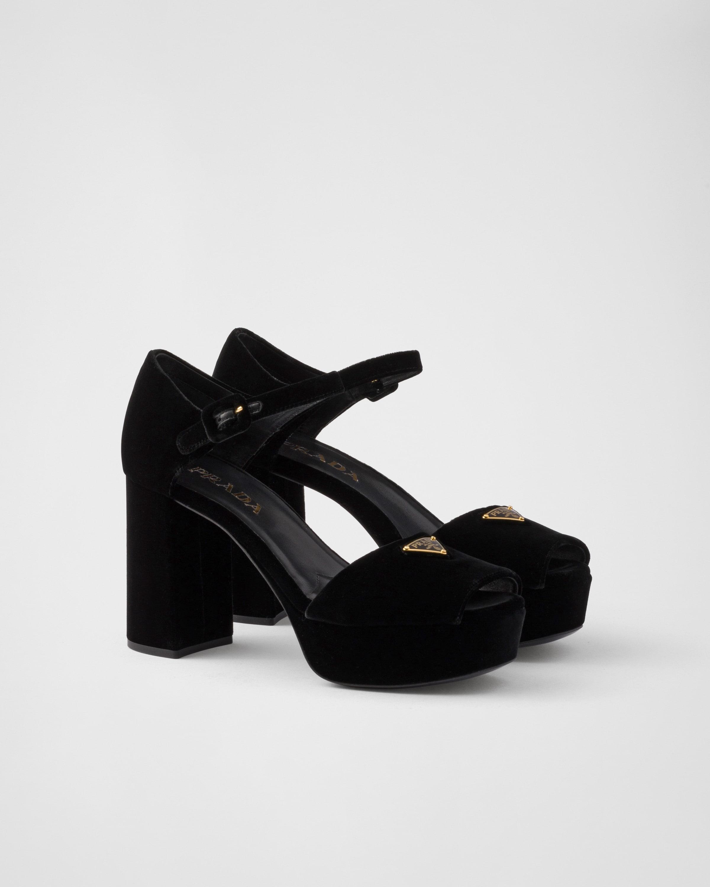 Prada Velvet Platform Sandals 95 in Black | Lyst UK