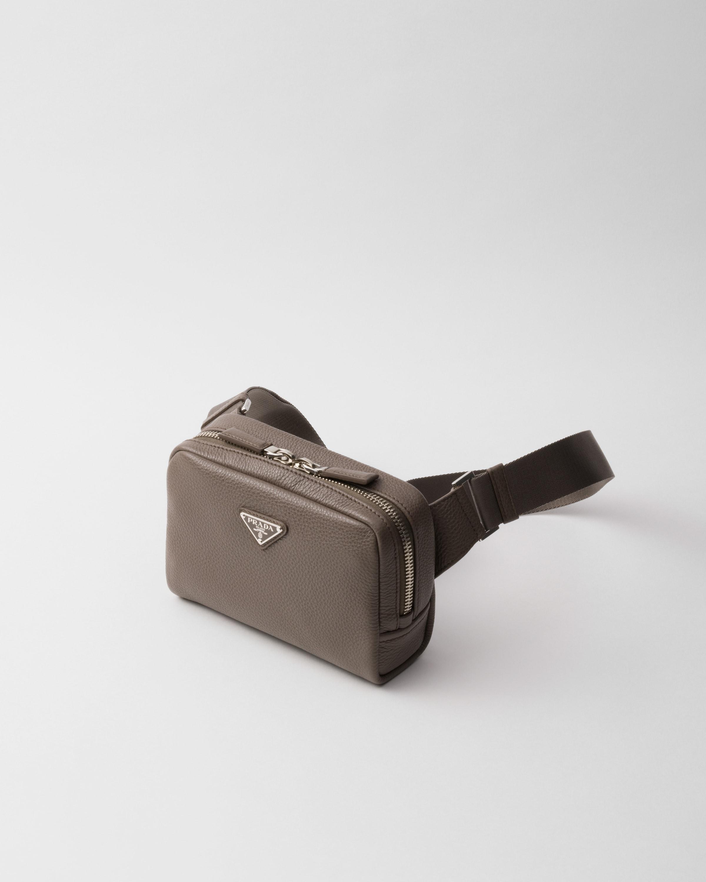 leather sacoche prada grise