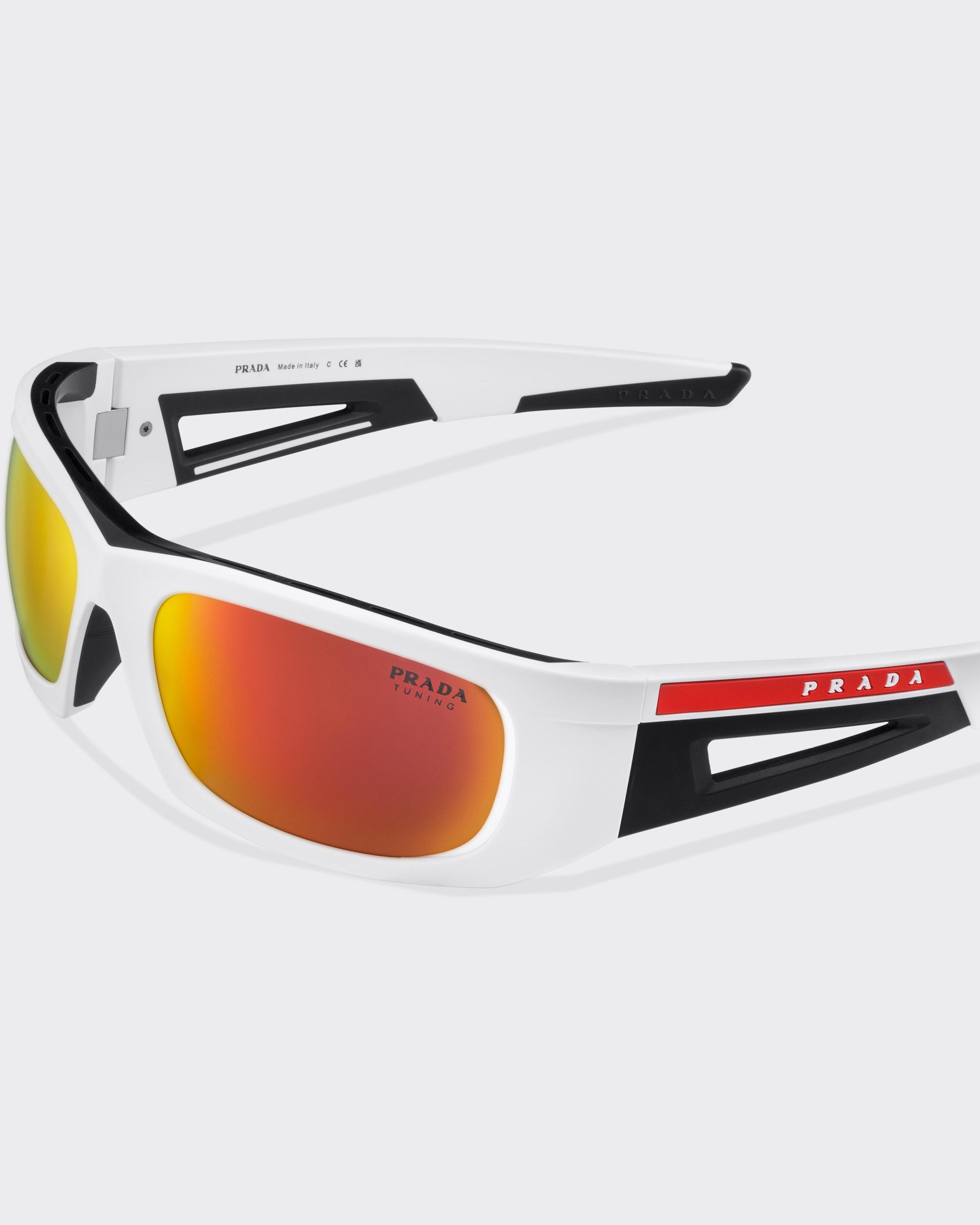 Prada Linea Rossa Impavid Sunglasses in White for Men | Lyst