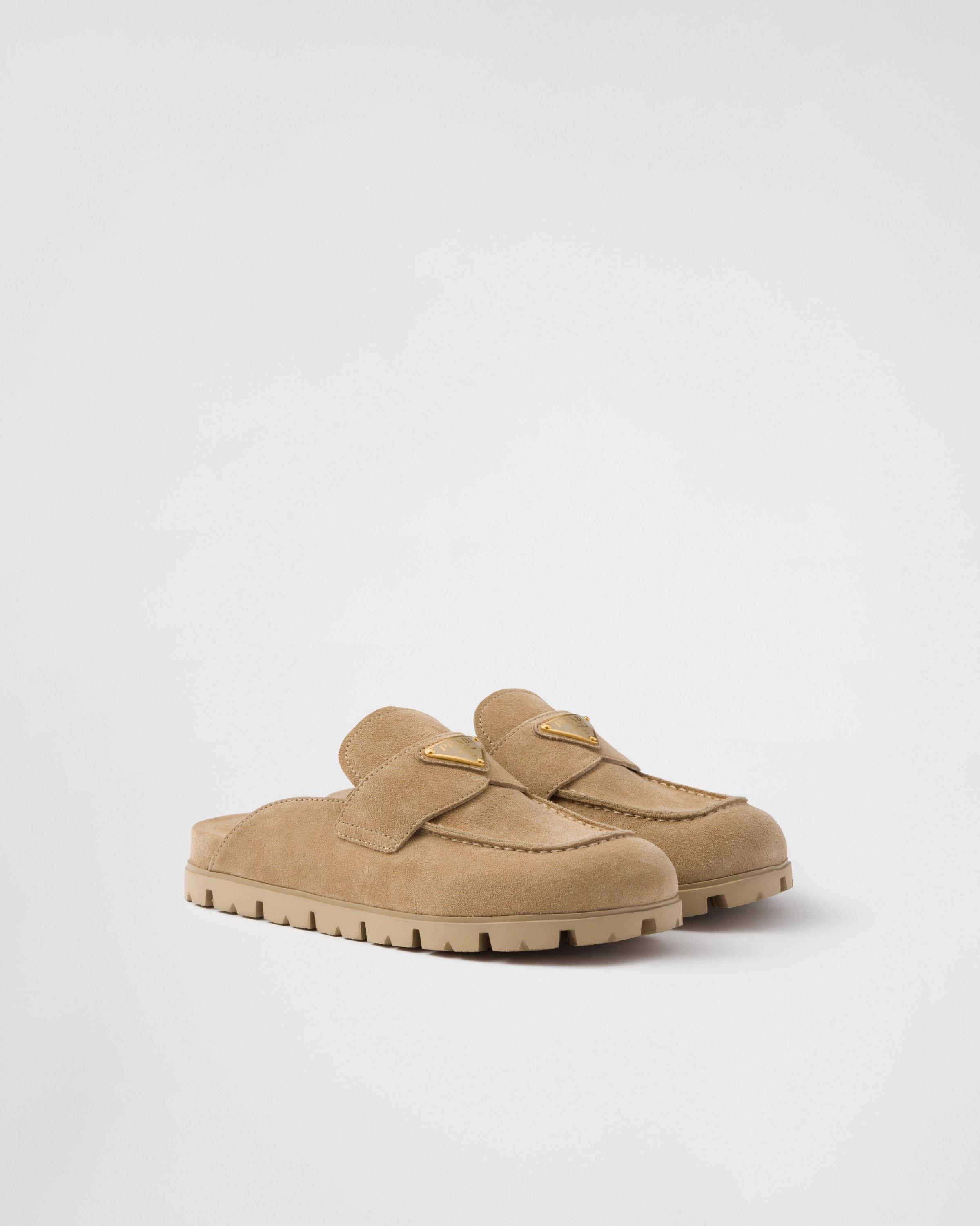 Prada Suede Sabots in White | Lyst UK