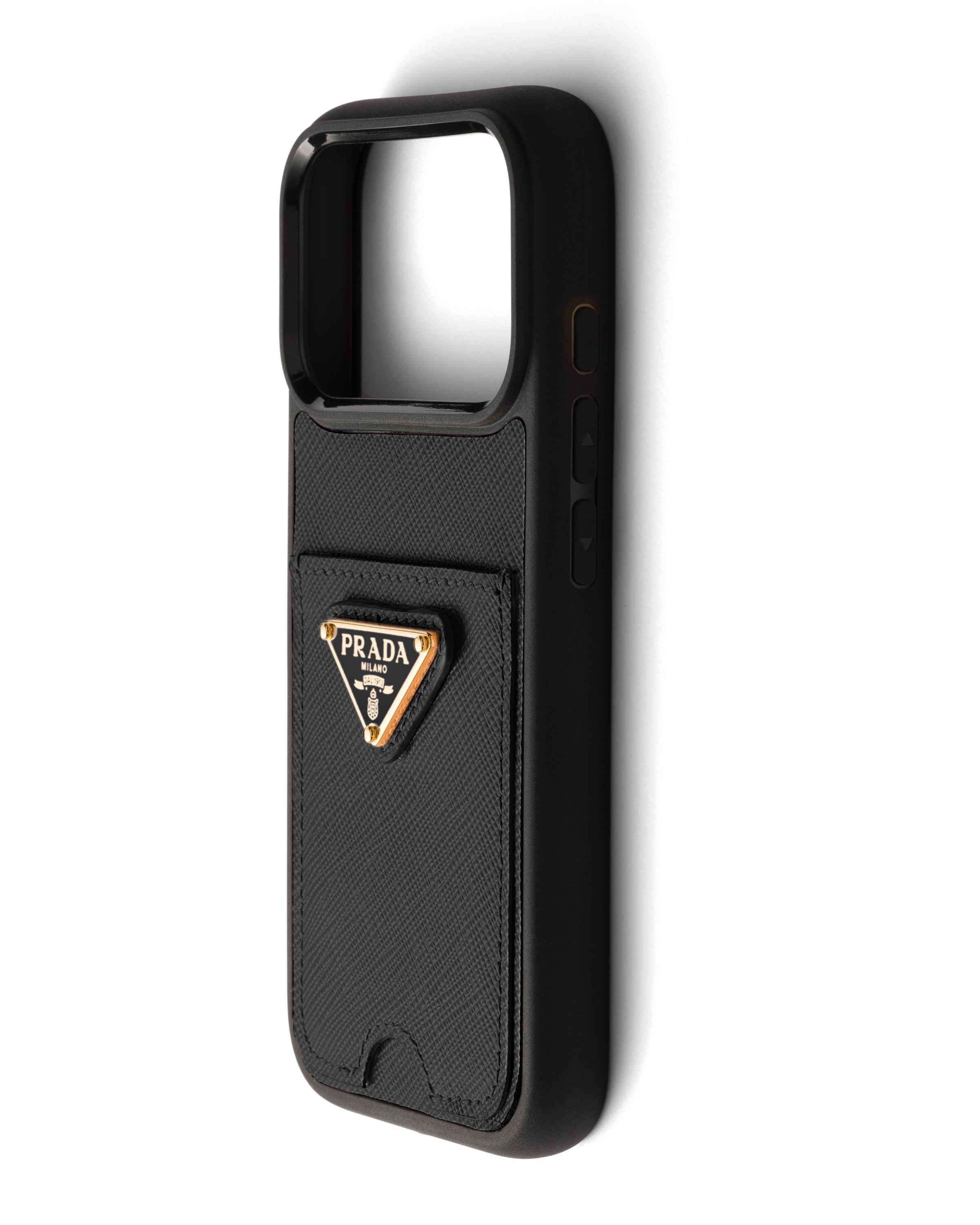 Prada Saffiano Leather Case For Iphone 16 Pro Max in Black | Lyst