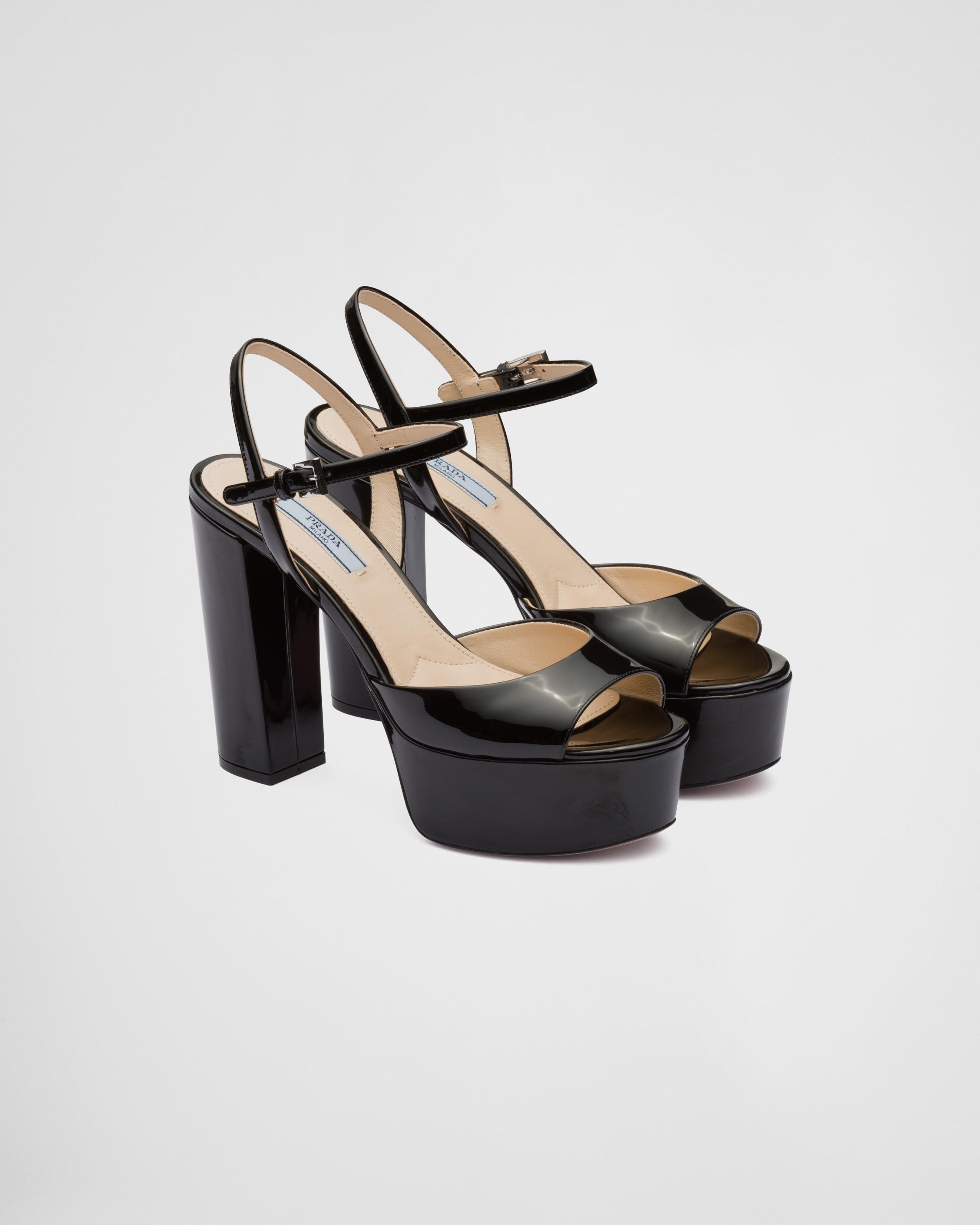 Prada High-heeled Patent Leather Sandals in Black | Lyst