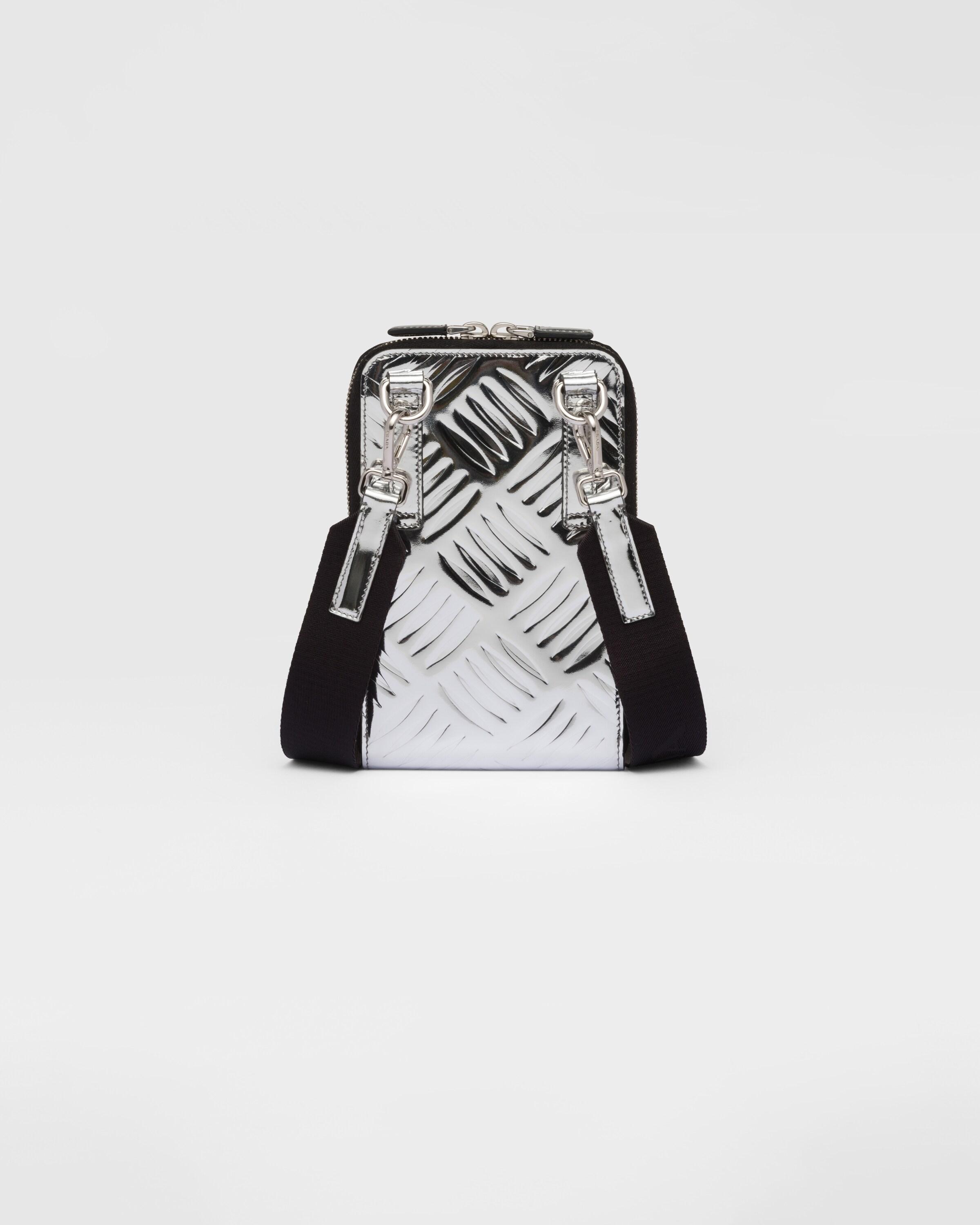Prada enamel-logo Leather Smartphone Case - White