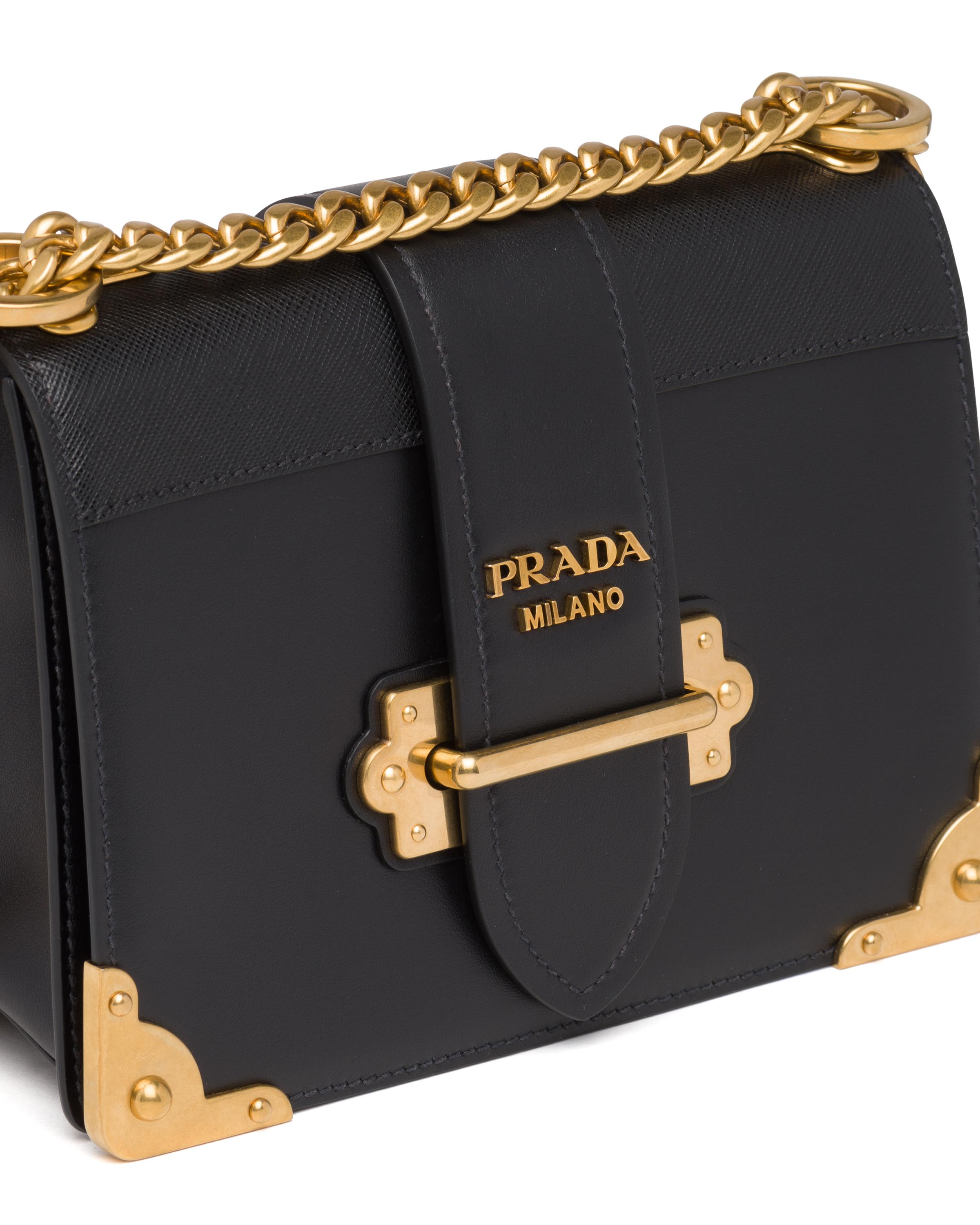 Prada Leather Cahier Shoulder Bag in Black Lyst