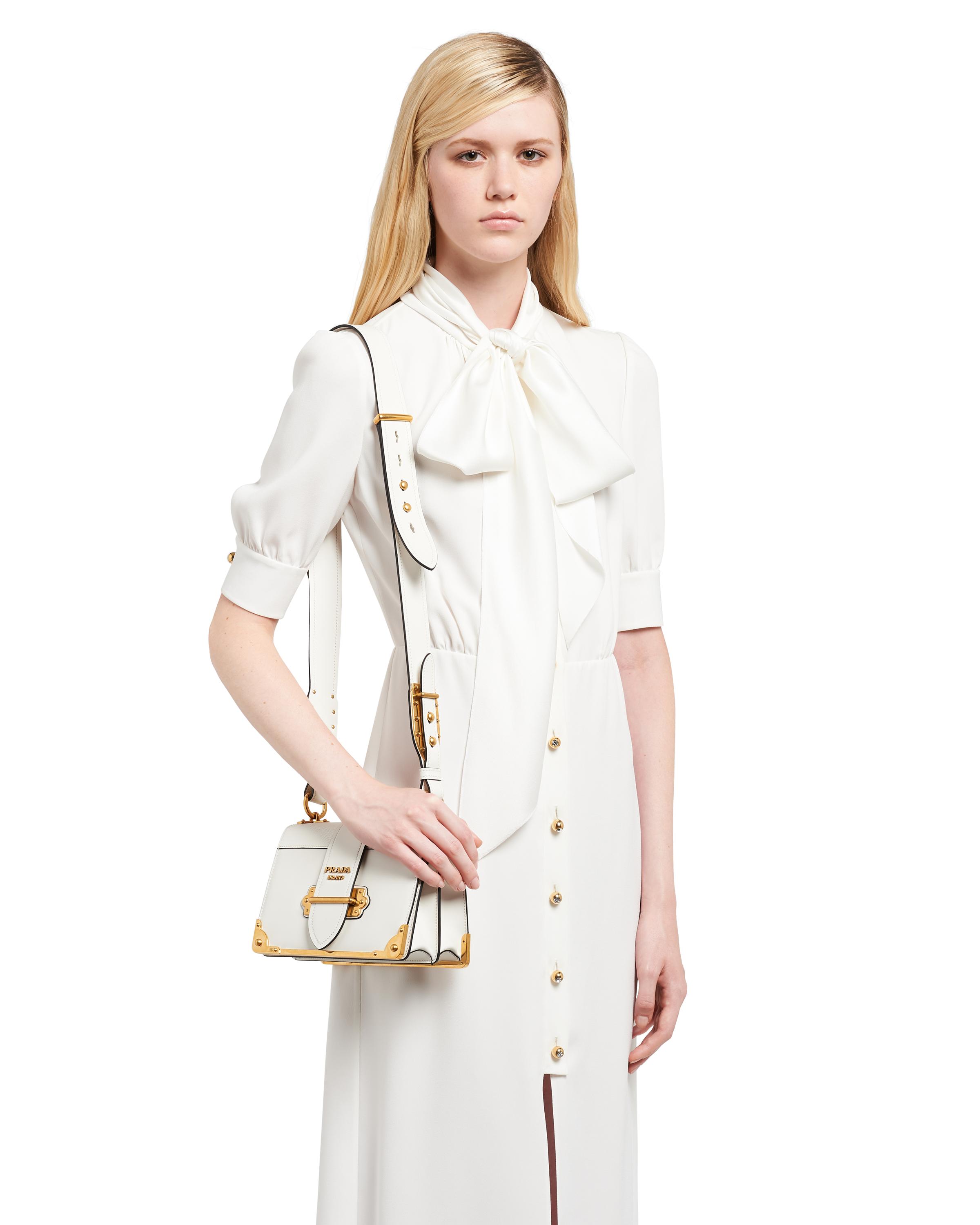 Prada Leather Cahier Bag in White | Lyst