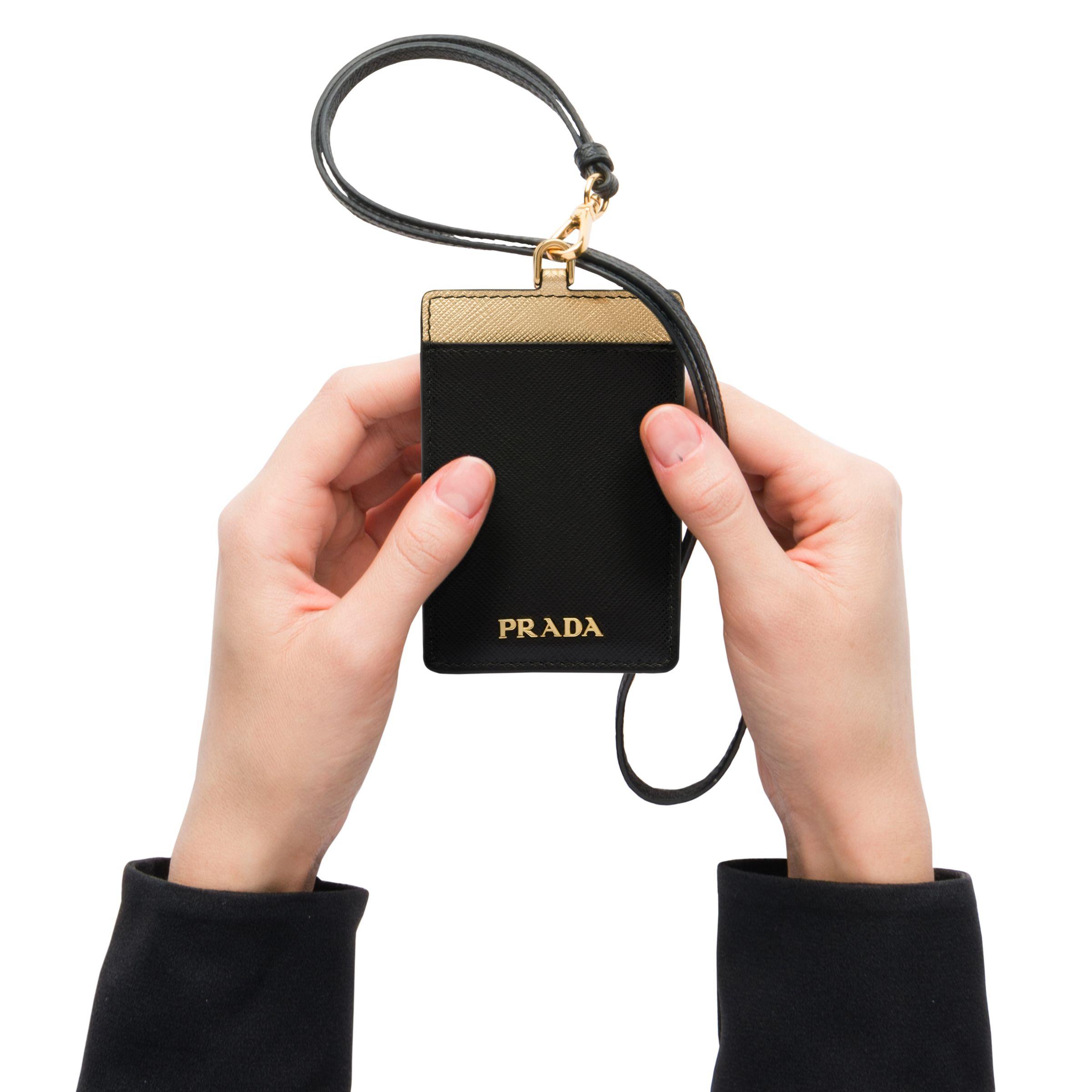 saffiano leather badge holder