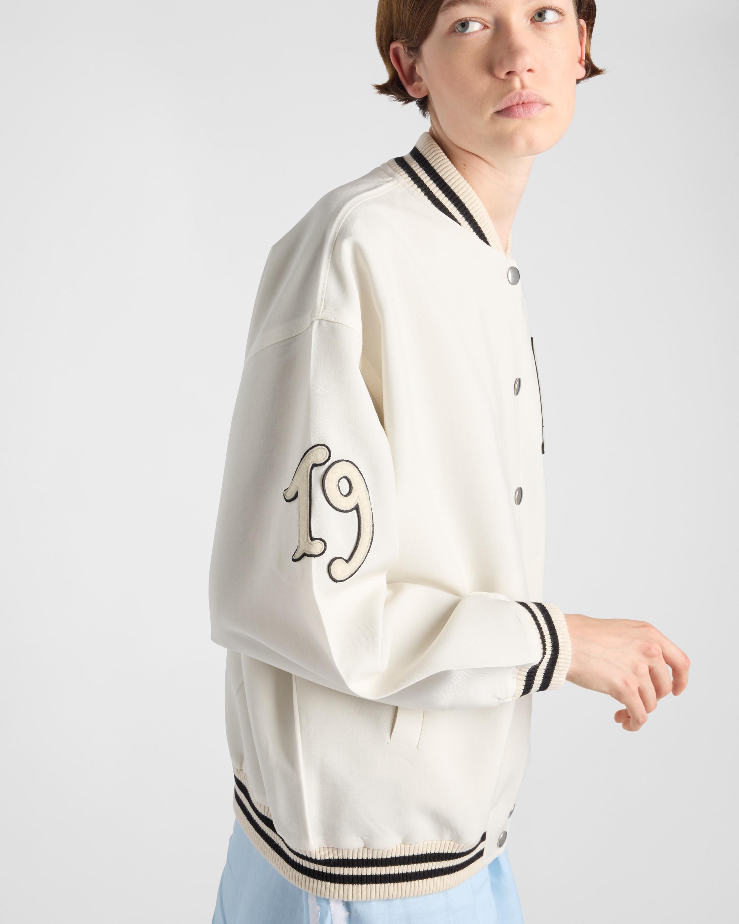 関税込 PRADA |Kid mohair bomber jacket with patches Prada Kid Mohair Bomber Jacket With Patches in White | Lyst