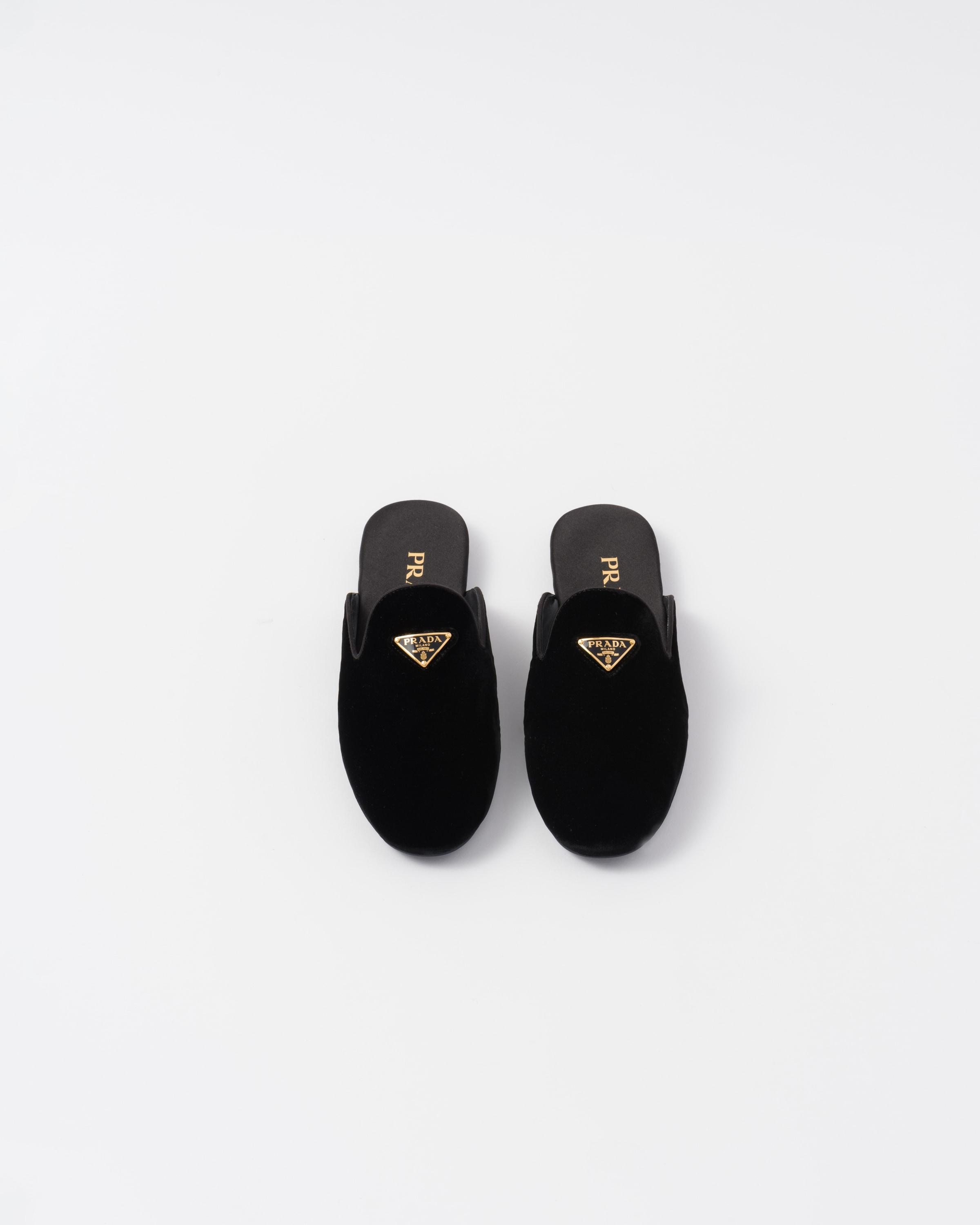 Prada Velvet Slippers in Black | Lyst