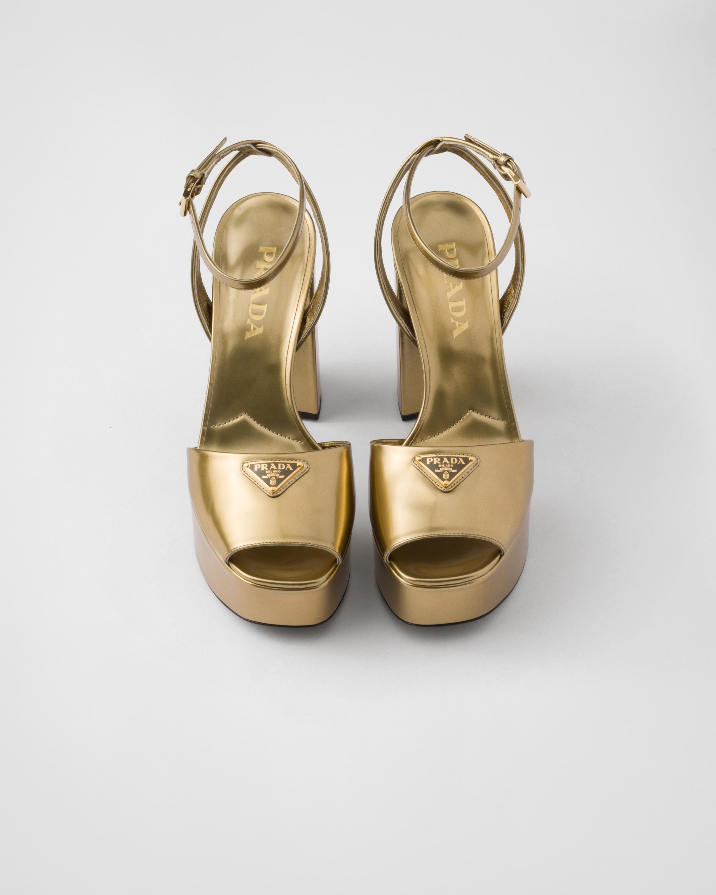 Metallic Leather Platform Heels Prada Gold Platform Prada 115Mm