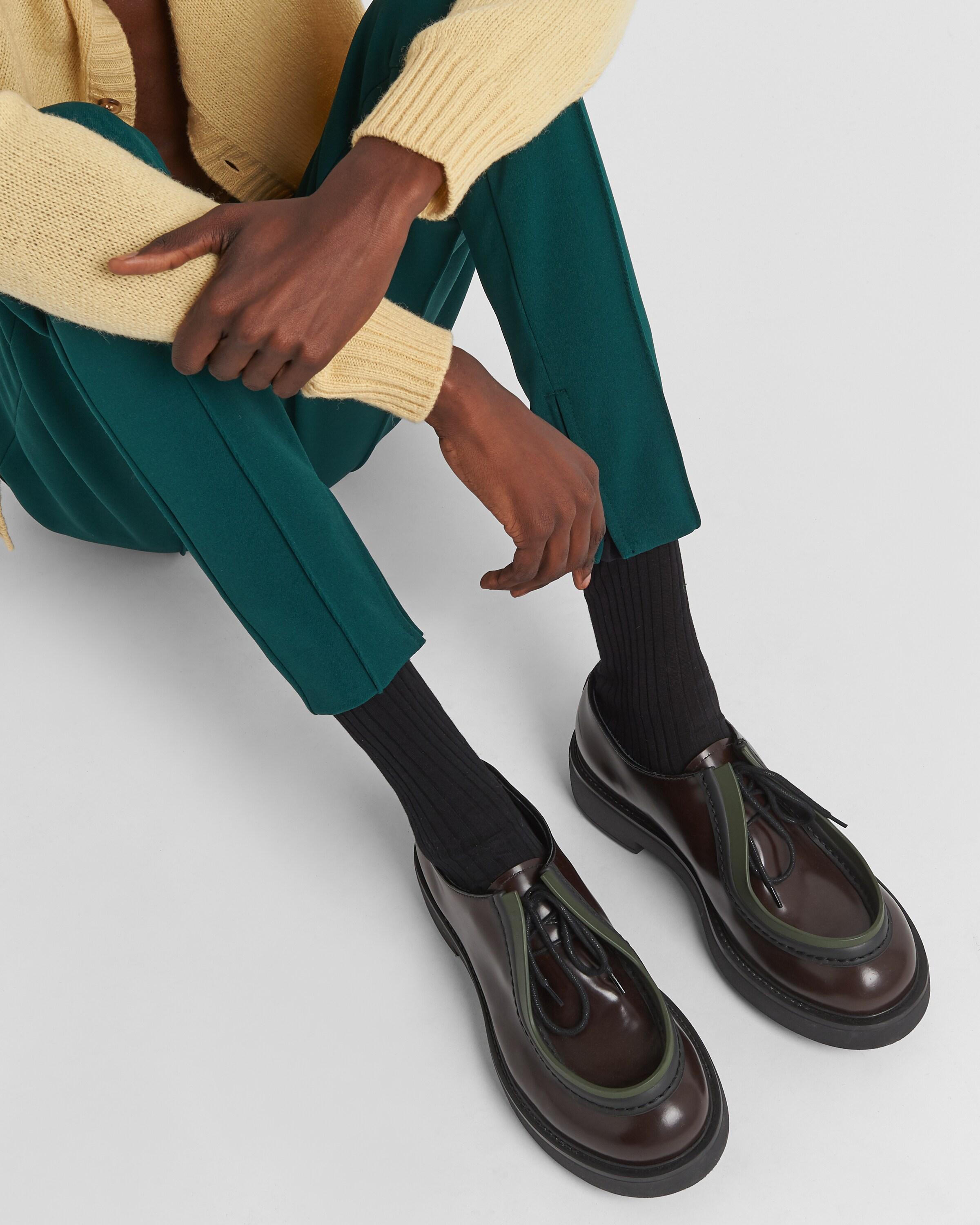 Prada Diapason Opaque Brushed Leather Lace-up Shoes in Black for