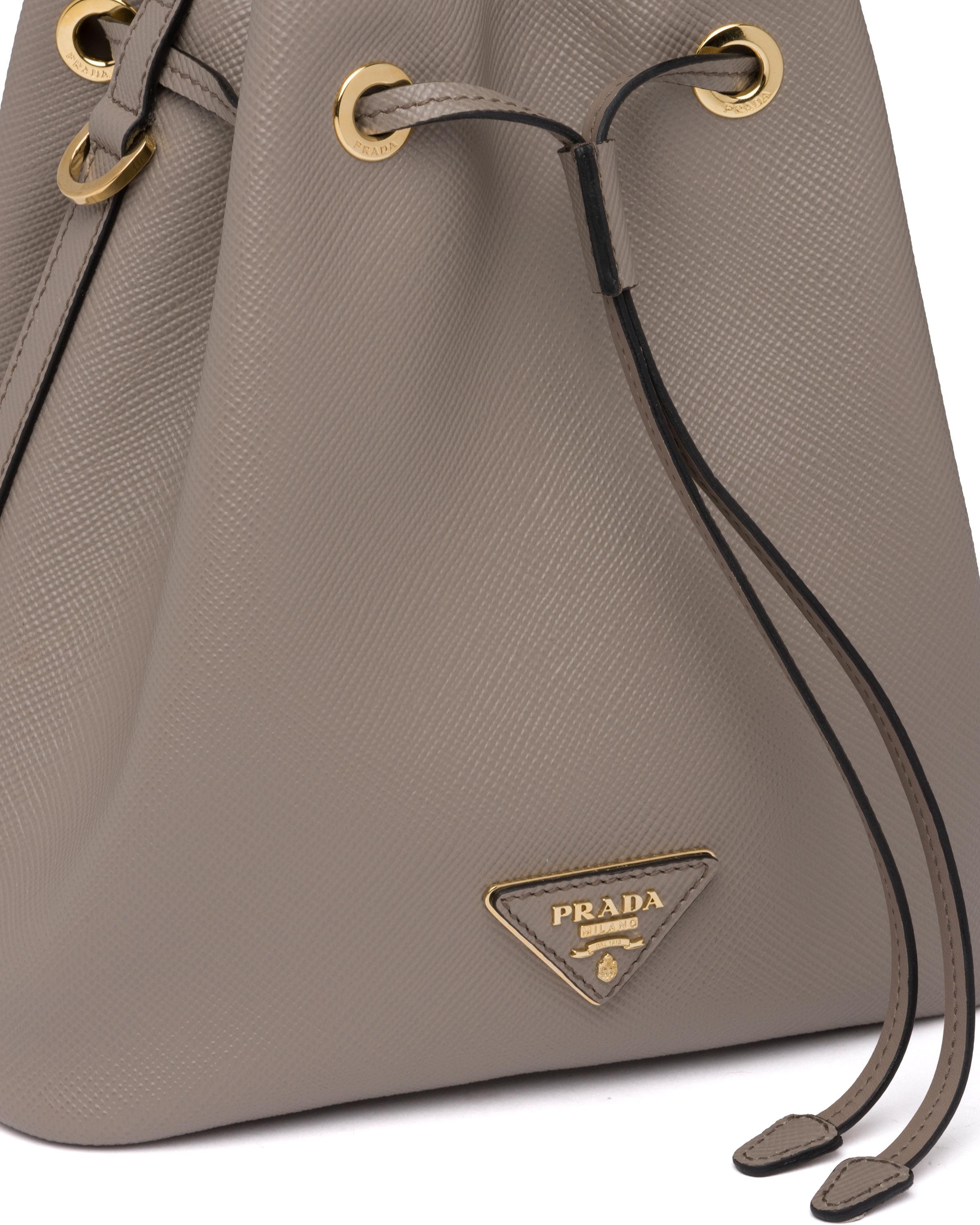 Prada Saffiano Leather Bucket Bag in Grey (Gray) | Lyst