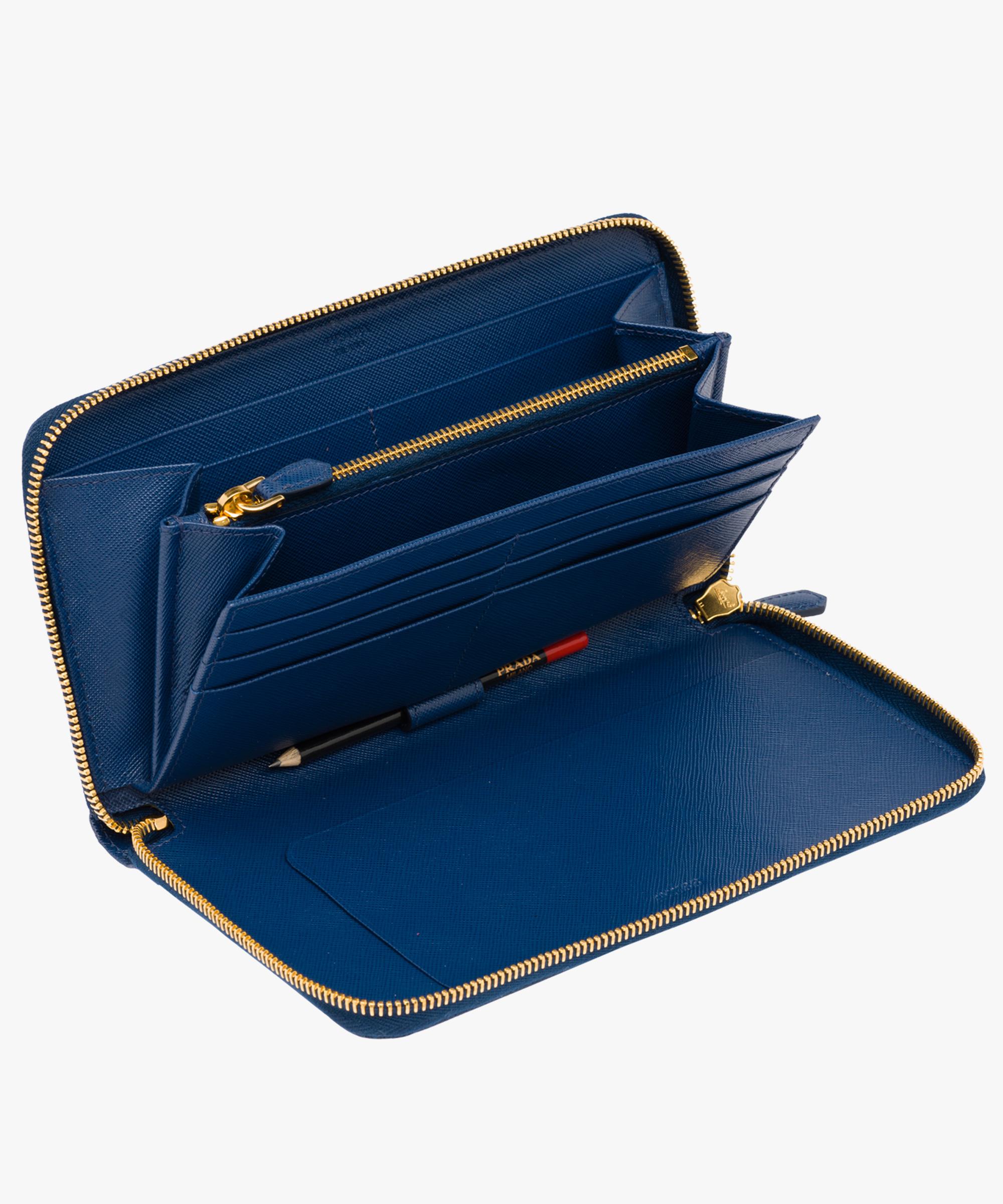 Prada Large Saffiano Leather Wallet in Cornflower Blue (Blue) Lyst