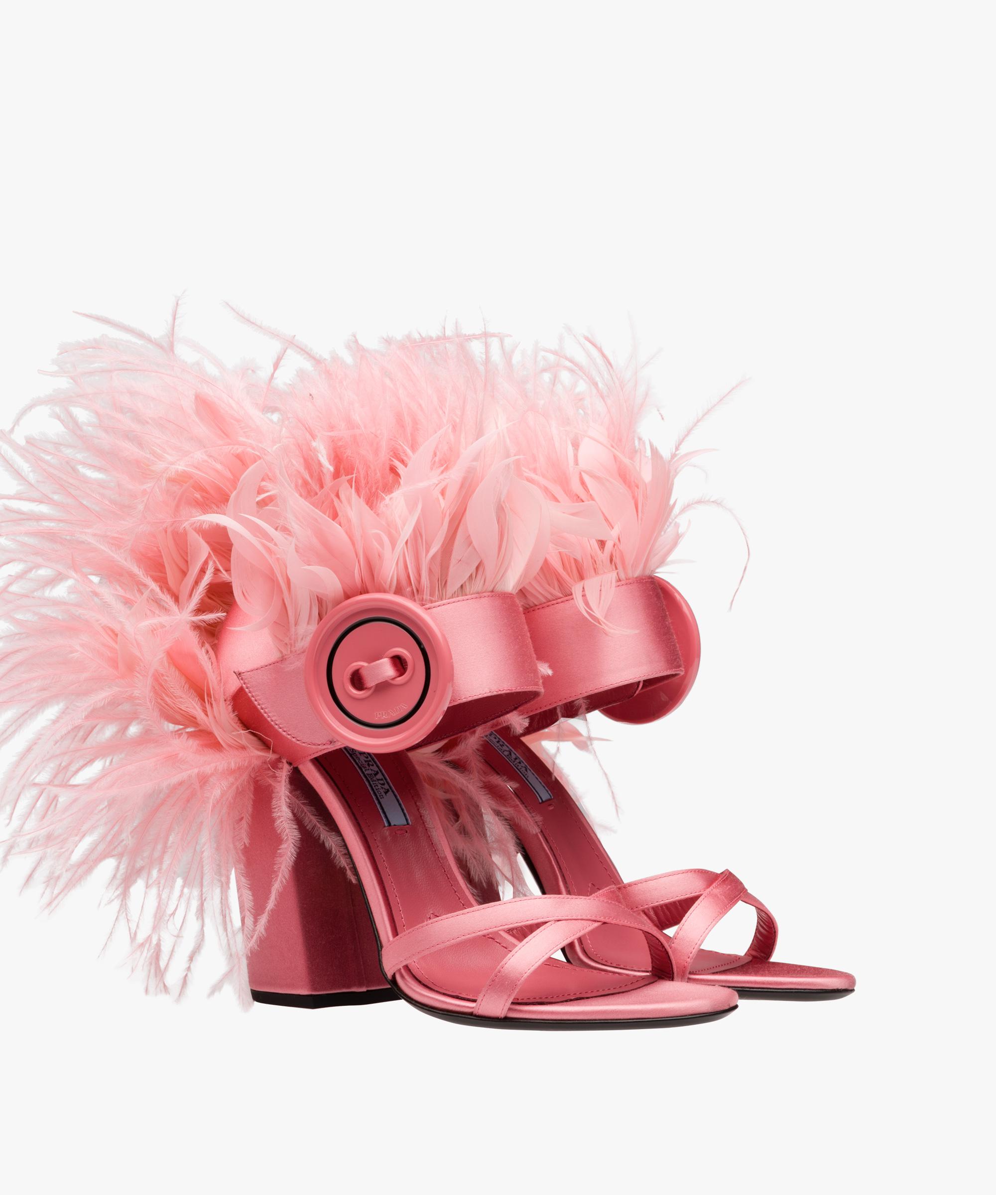 prada pink feather shoes