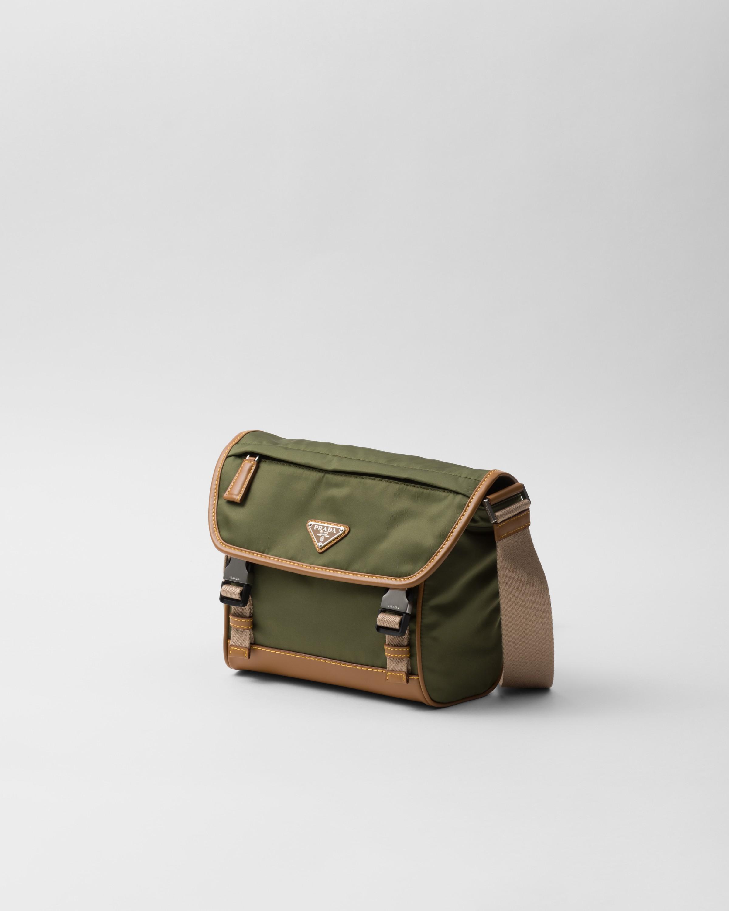 Prada Re Nylon Triangle Logo Messenger Bag in Green for Men Lyst UK