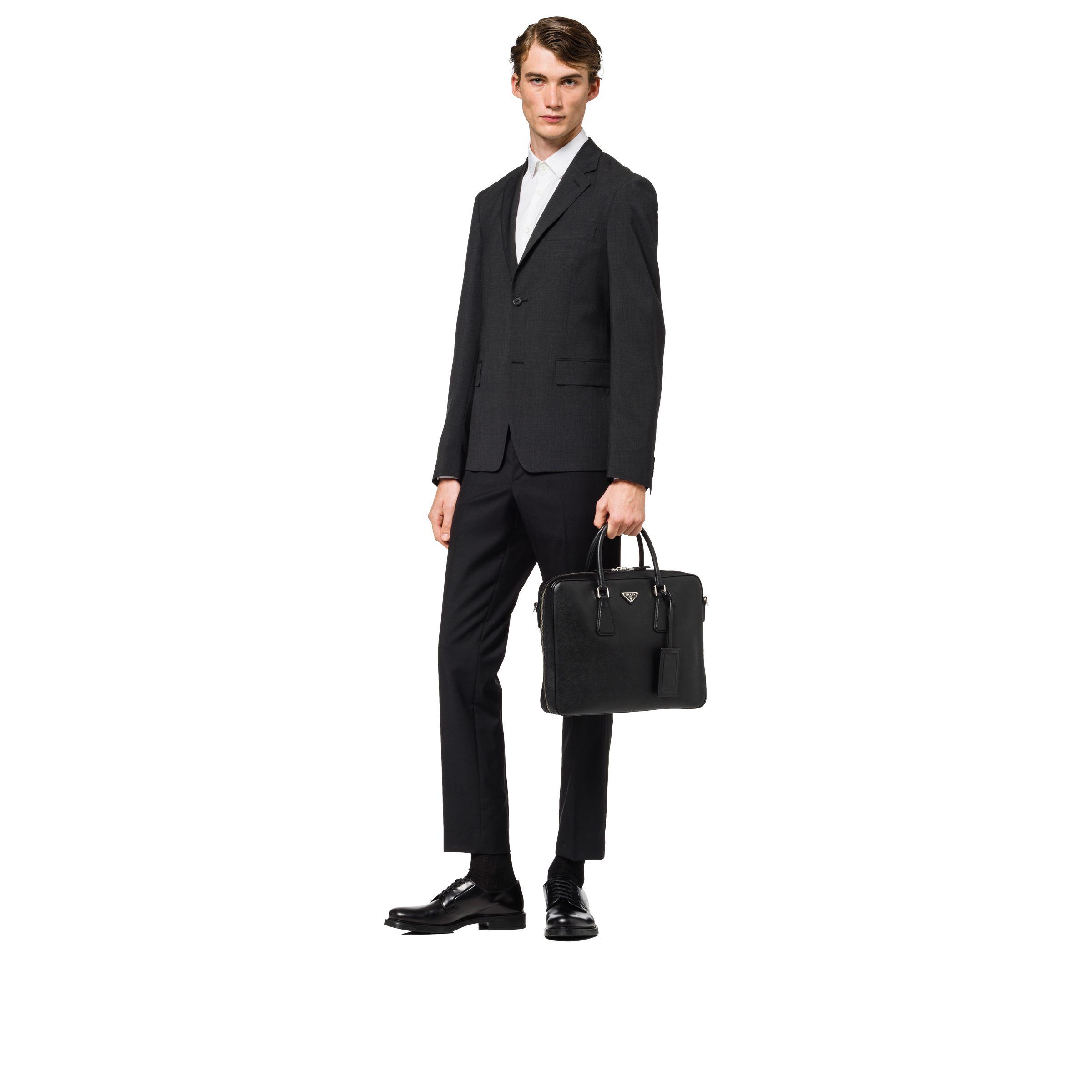 Prada Saffiano Leather Briefcase in Black for Men - Save 46% | Lyst