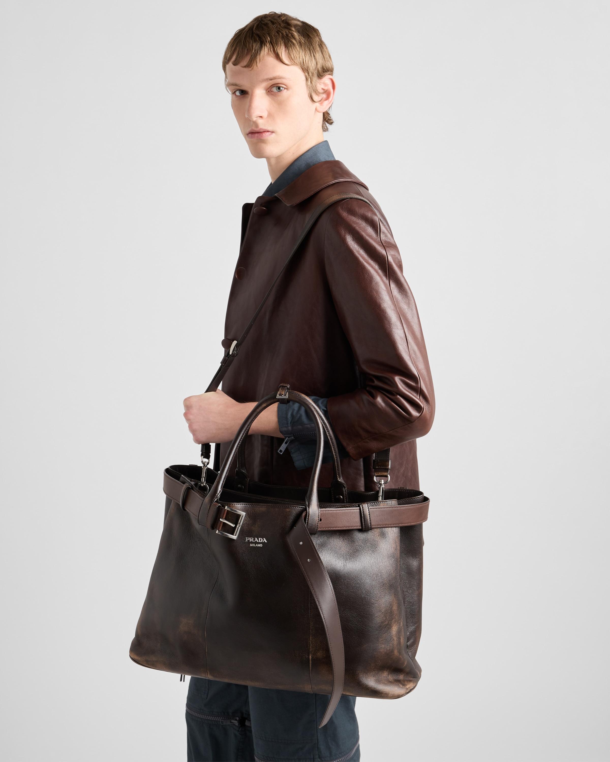 Prada Buckle Nappa Leather Bag With Belt in Black for Men Lyst