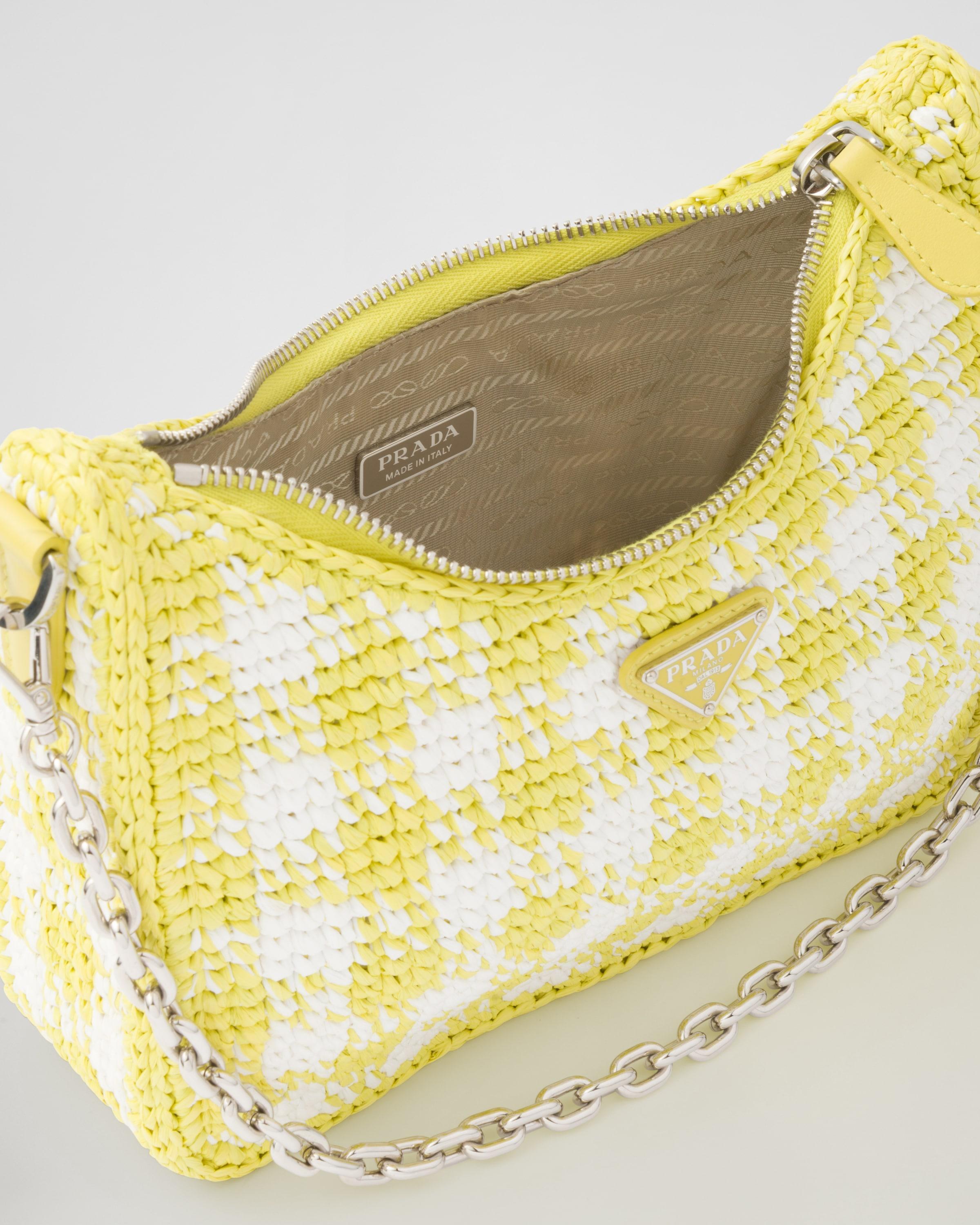 PRADA Hobo Re-Edition 2000 Nylon with Crystals in Yellow