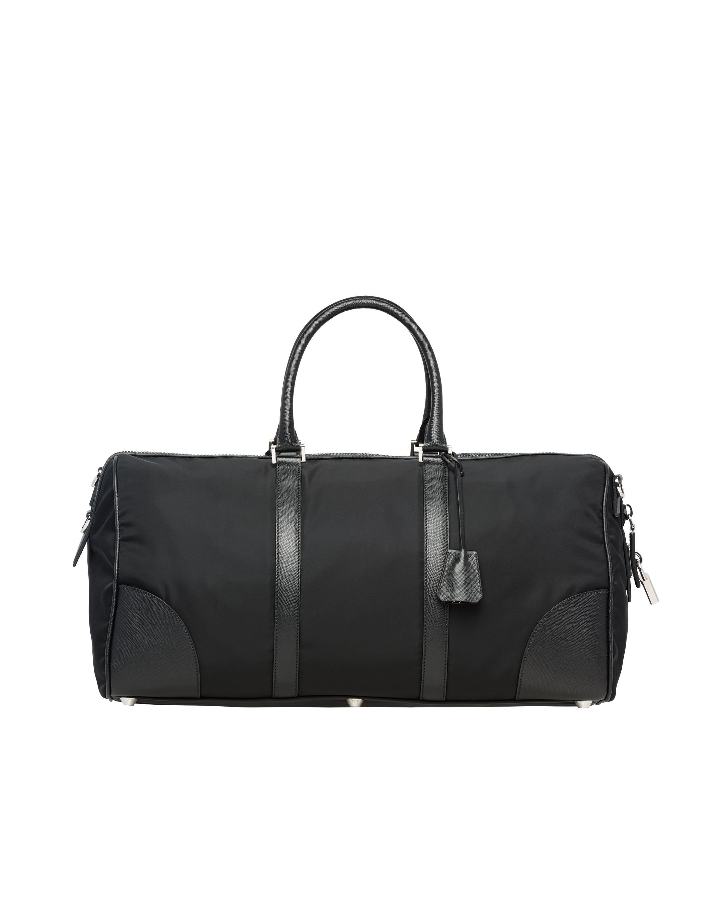 Prada Synthetic Nylon And Saffiano Leather Duffel Bag in Black - Lyst