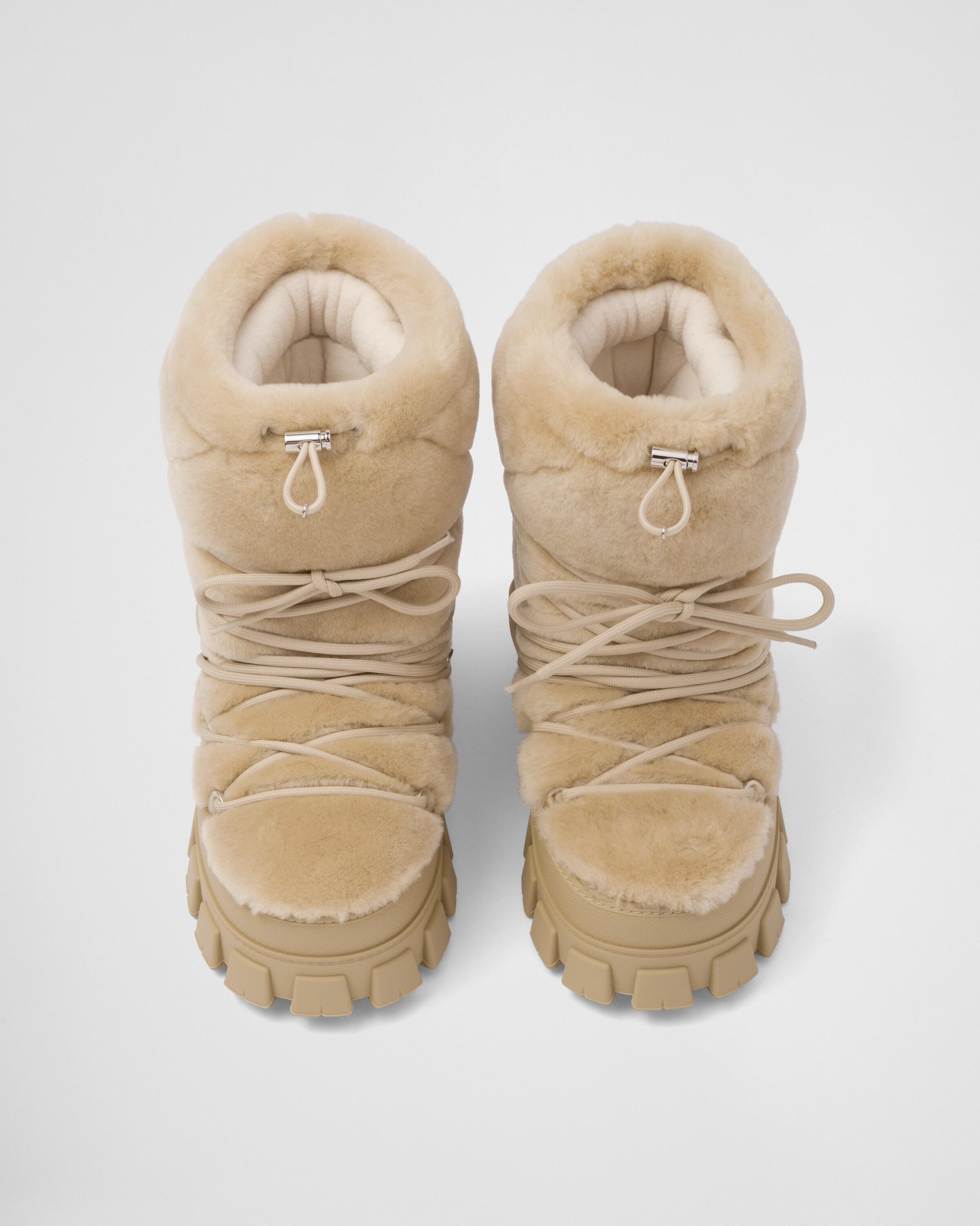 Prada Shearling Apres-ski Boots in Natural | Lyst