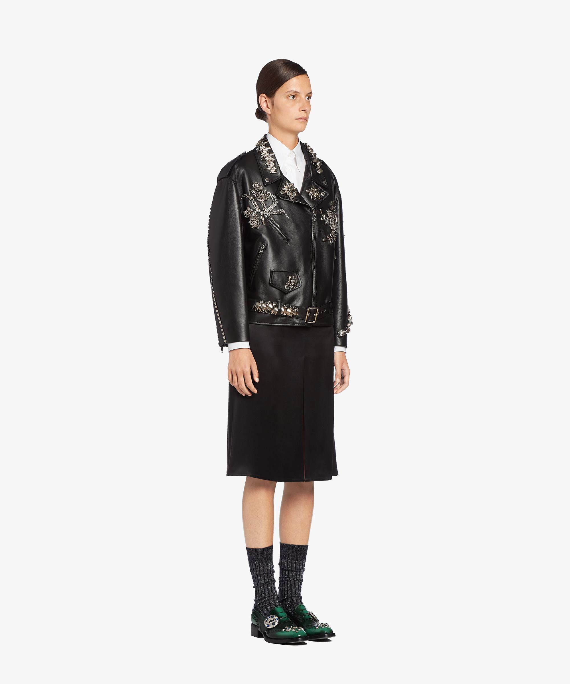 studded embroidered leather jacket