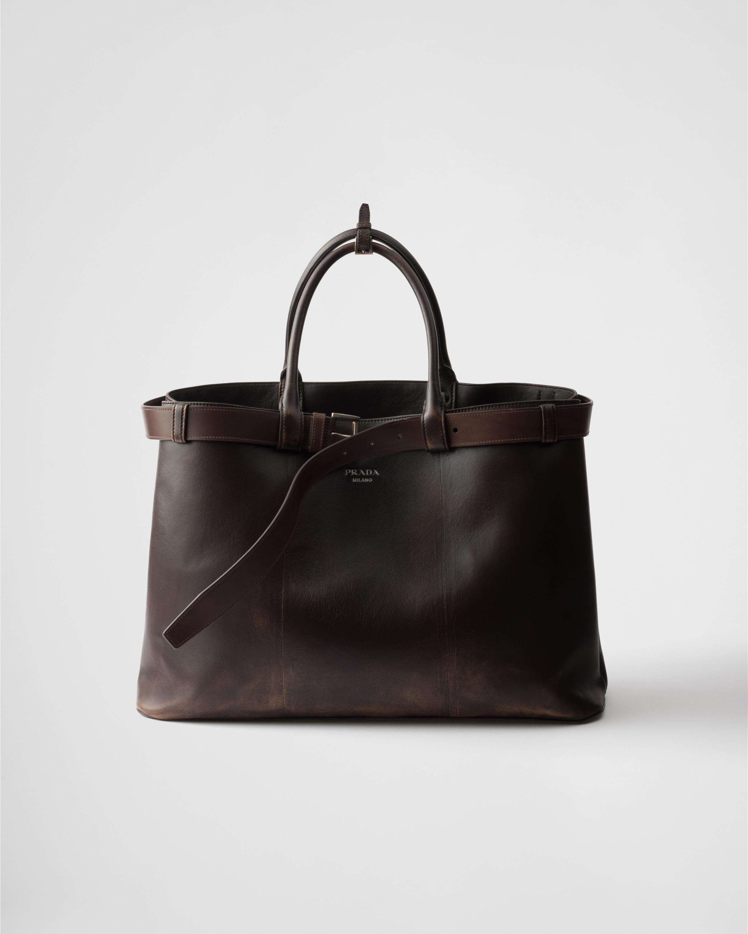 Prada Buckle Nappa Leather Bag With Belt in Black for Men | Lyst