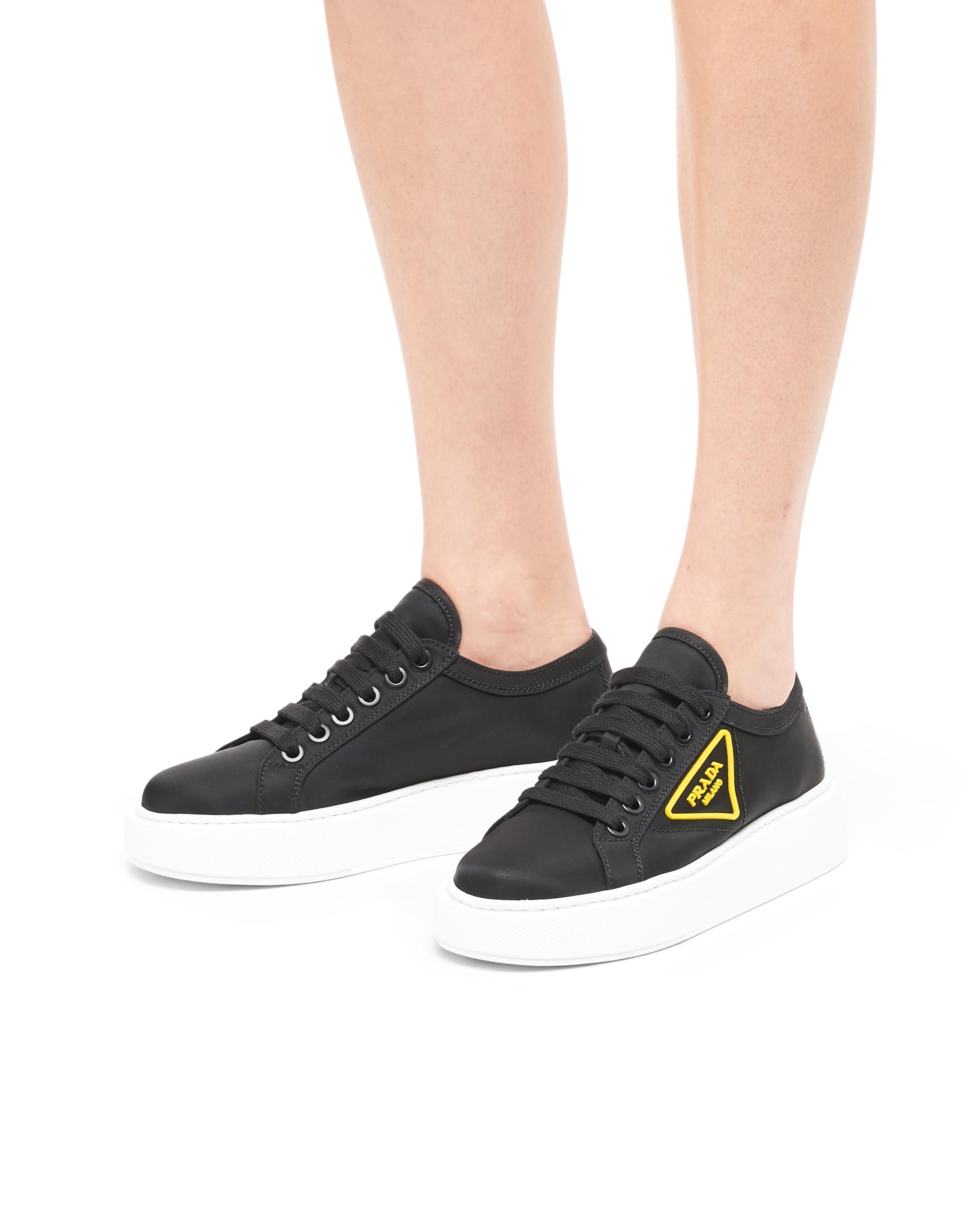 Prada Synthetic Nylon Gabardine Sneakers in Black/Yellow (Black 