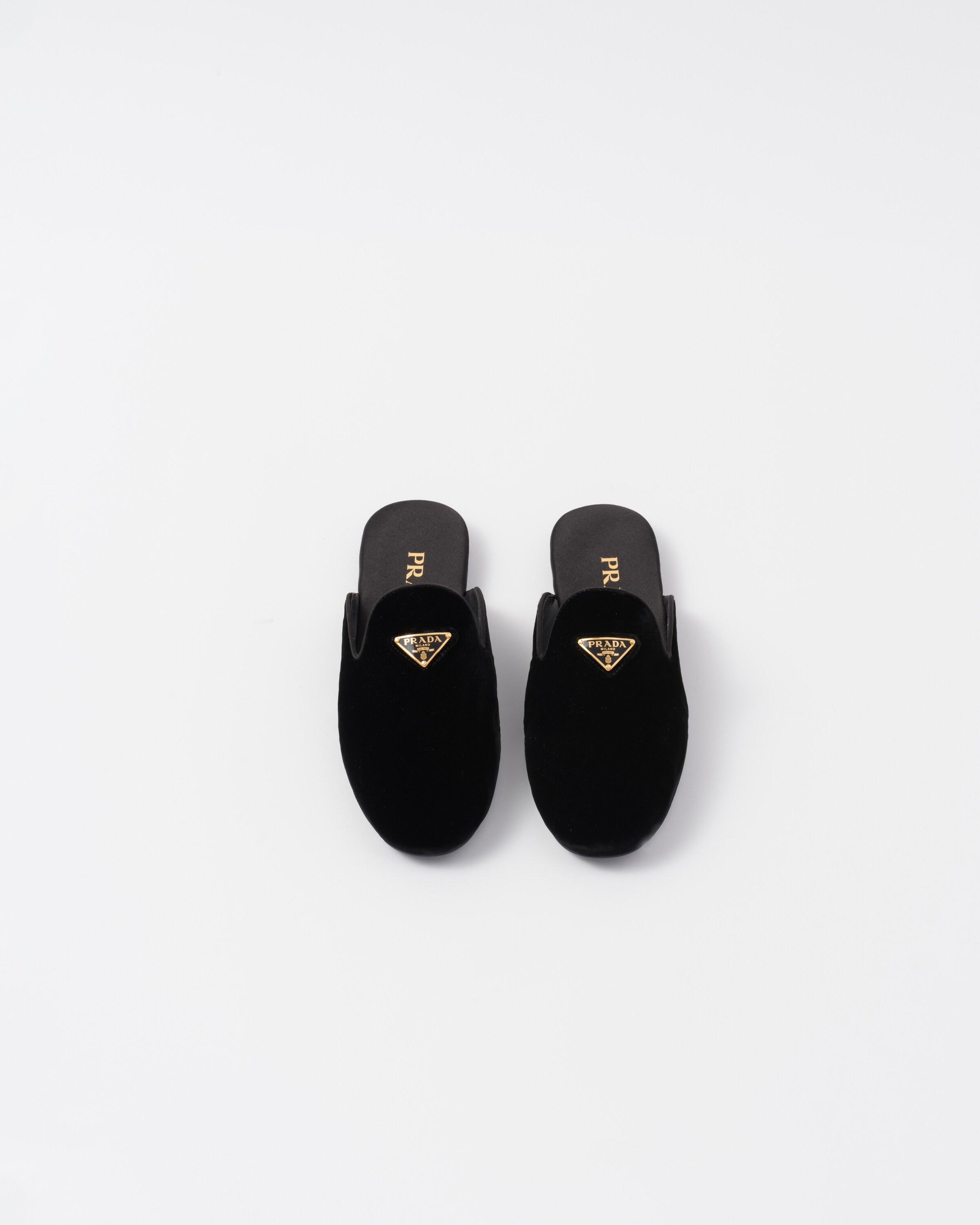 Prada Velvet Slippers in Black | Lyst