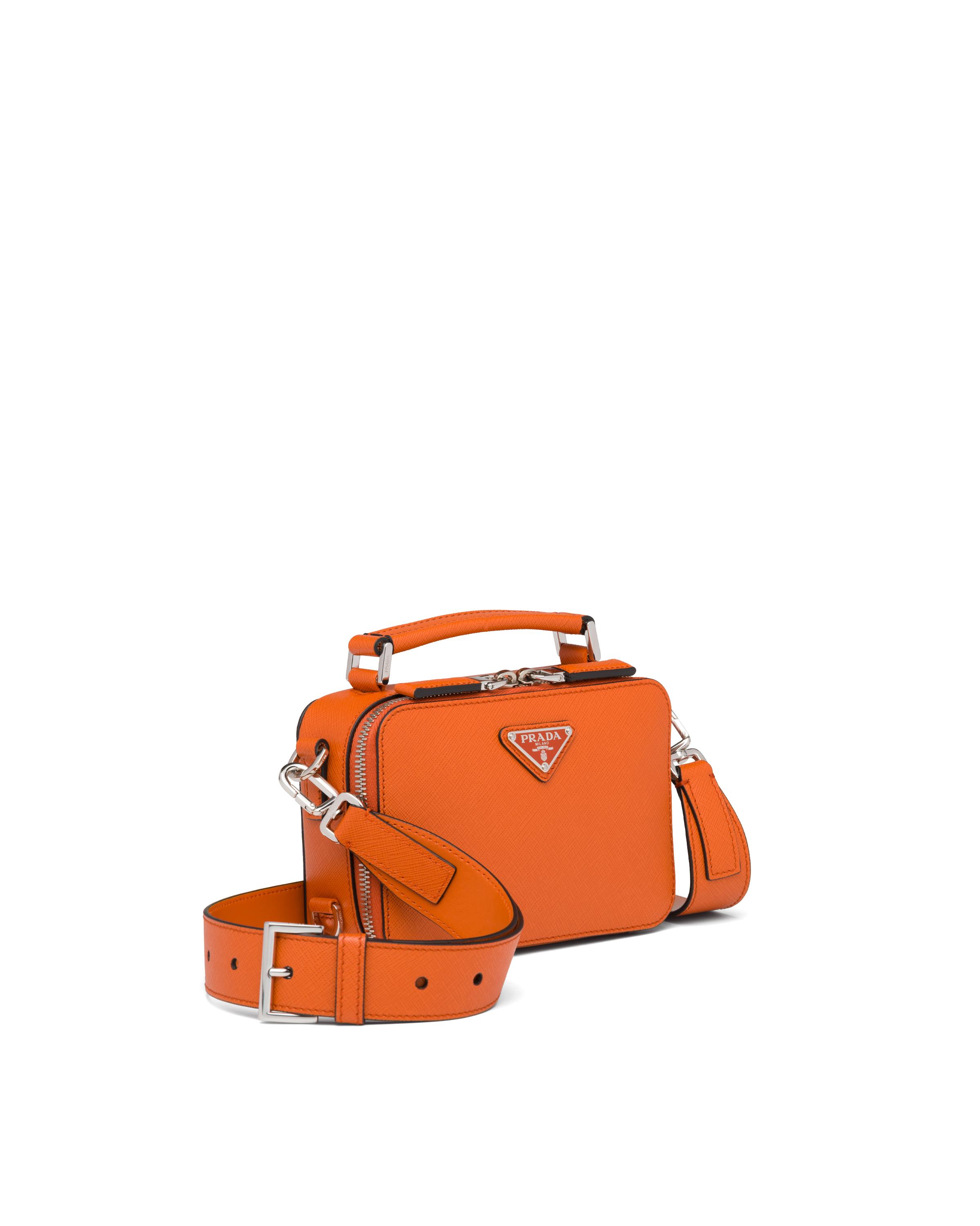 Prada Saffiano Small Zip Crossbody Bag, Orange