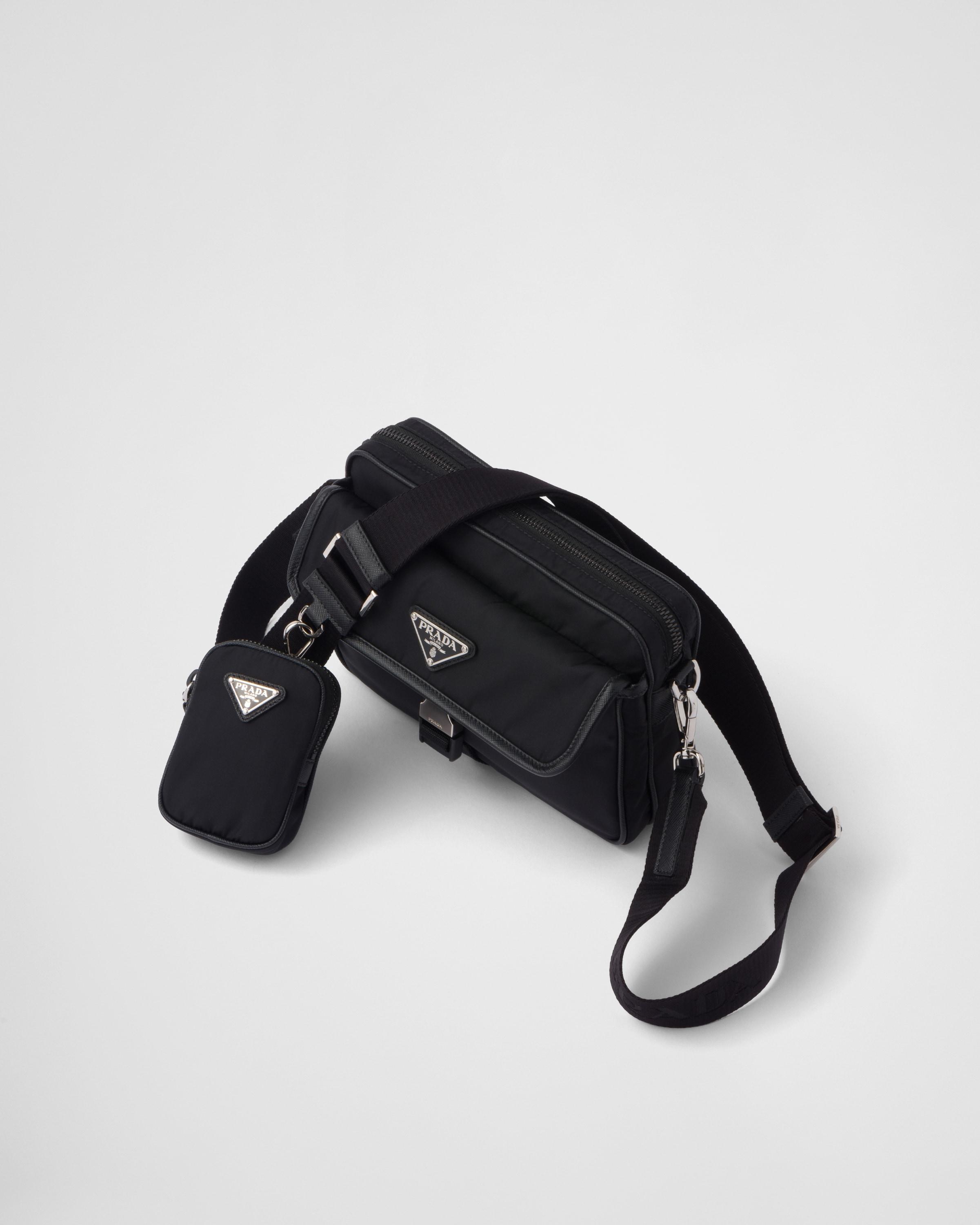 Prada Black Re Nylon and Saffiano Shoulder Bag