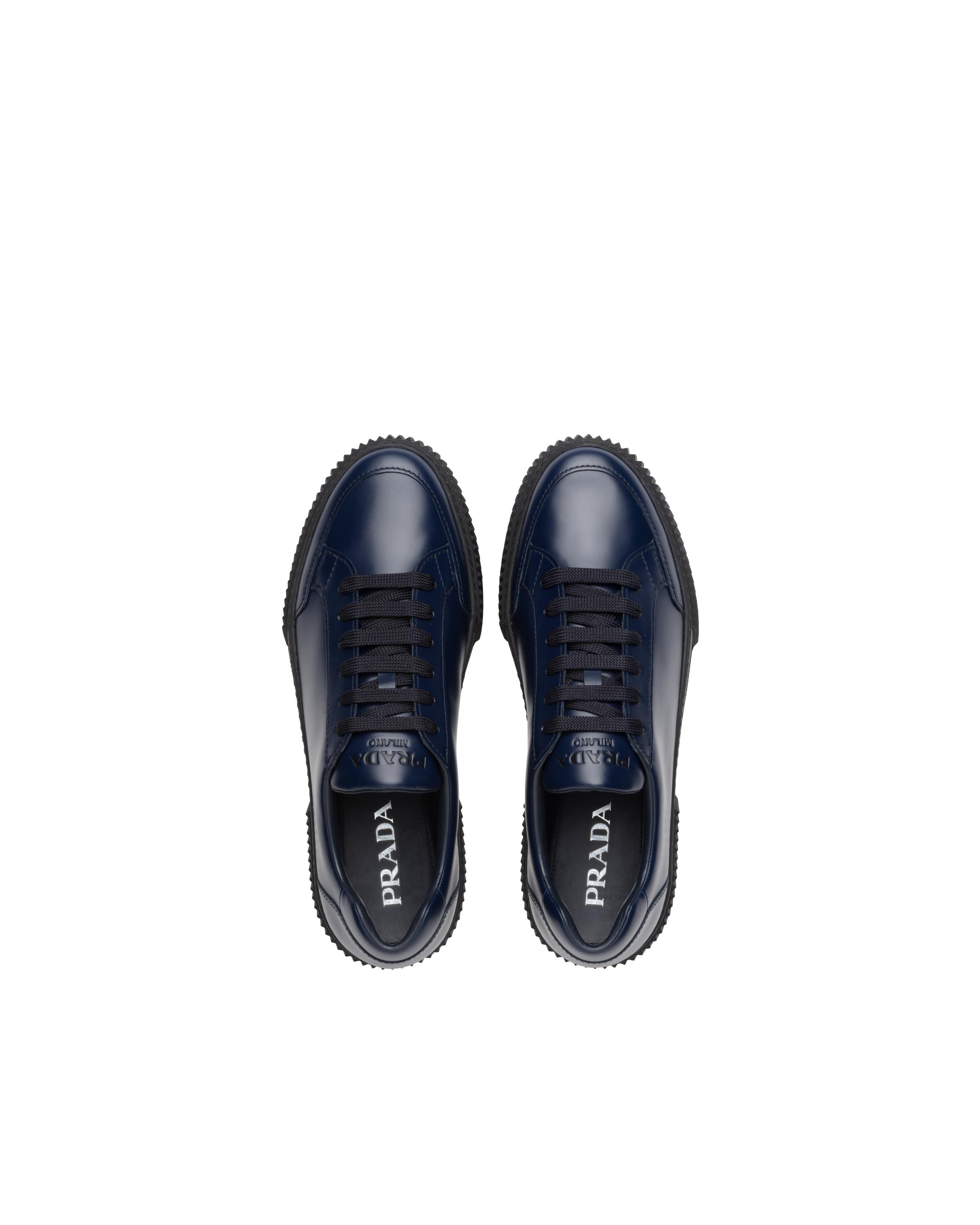 Prada Spazzolato Rois Leather Sneakers in Black for Men | Lyst