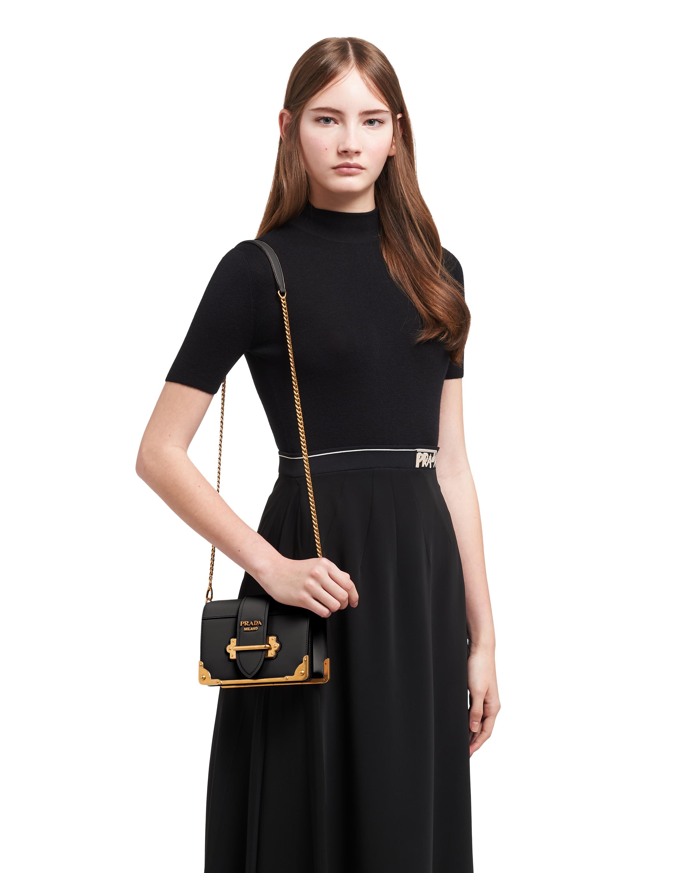 Prada Leather Cahier Bag in Black | Lyst