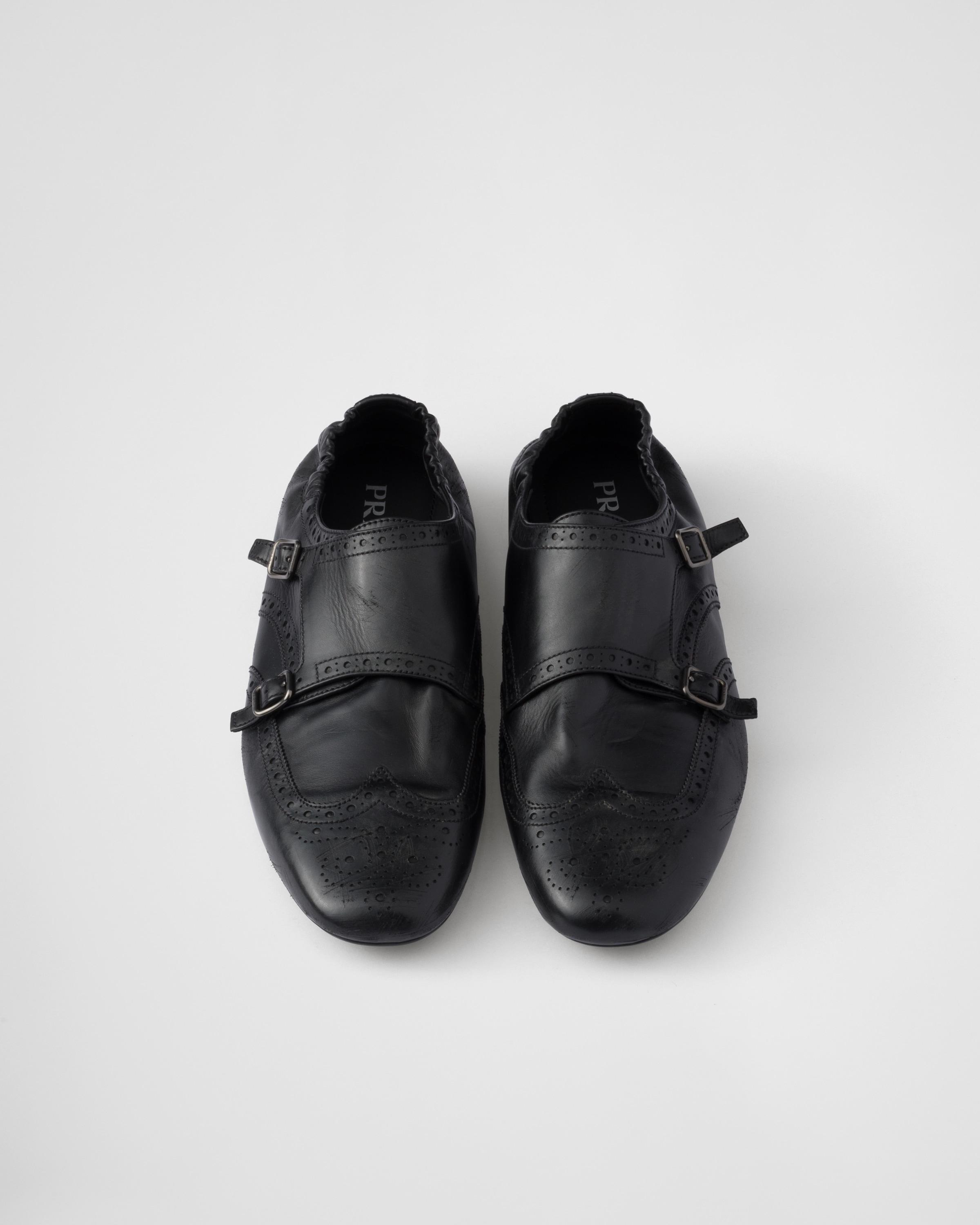 Prada Shuffle Double Monk Strap Shoes, Size 6,5 in White for Men