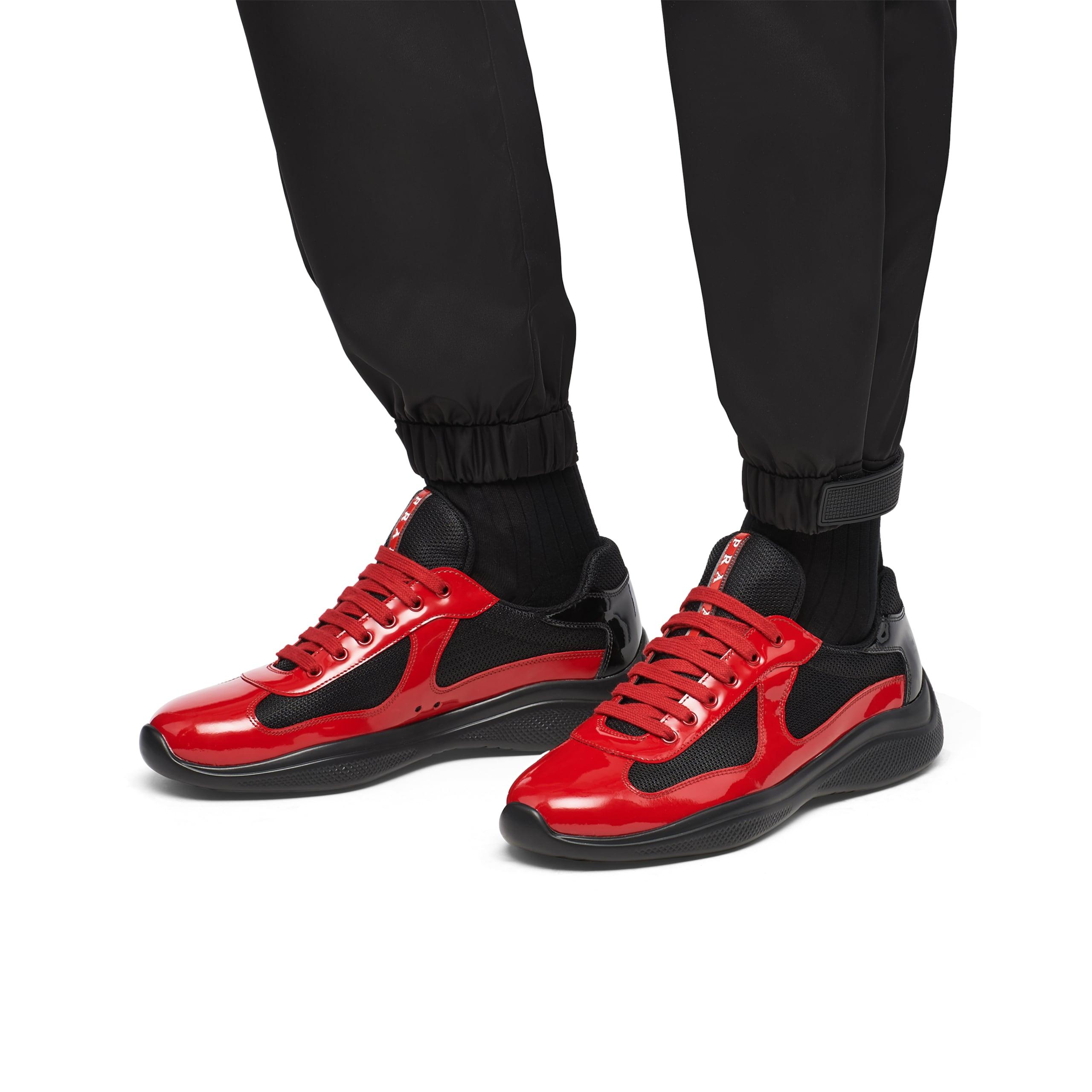 prada leather and technical fabric sneakers