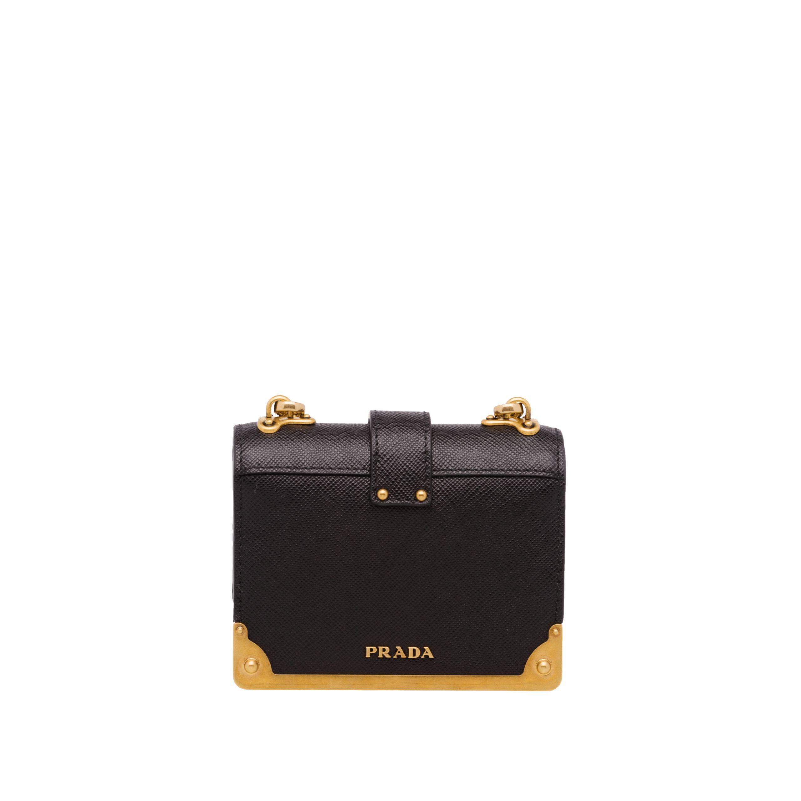 Micro Leather Shoulder Bag in Black - Prada