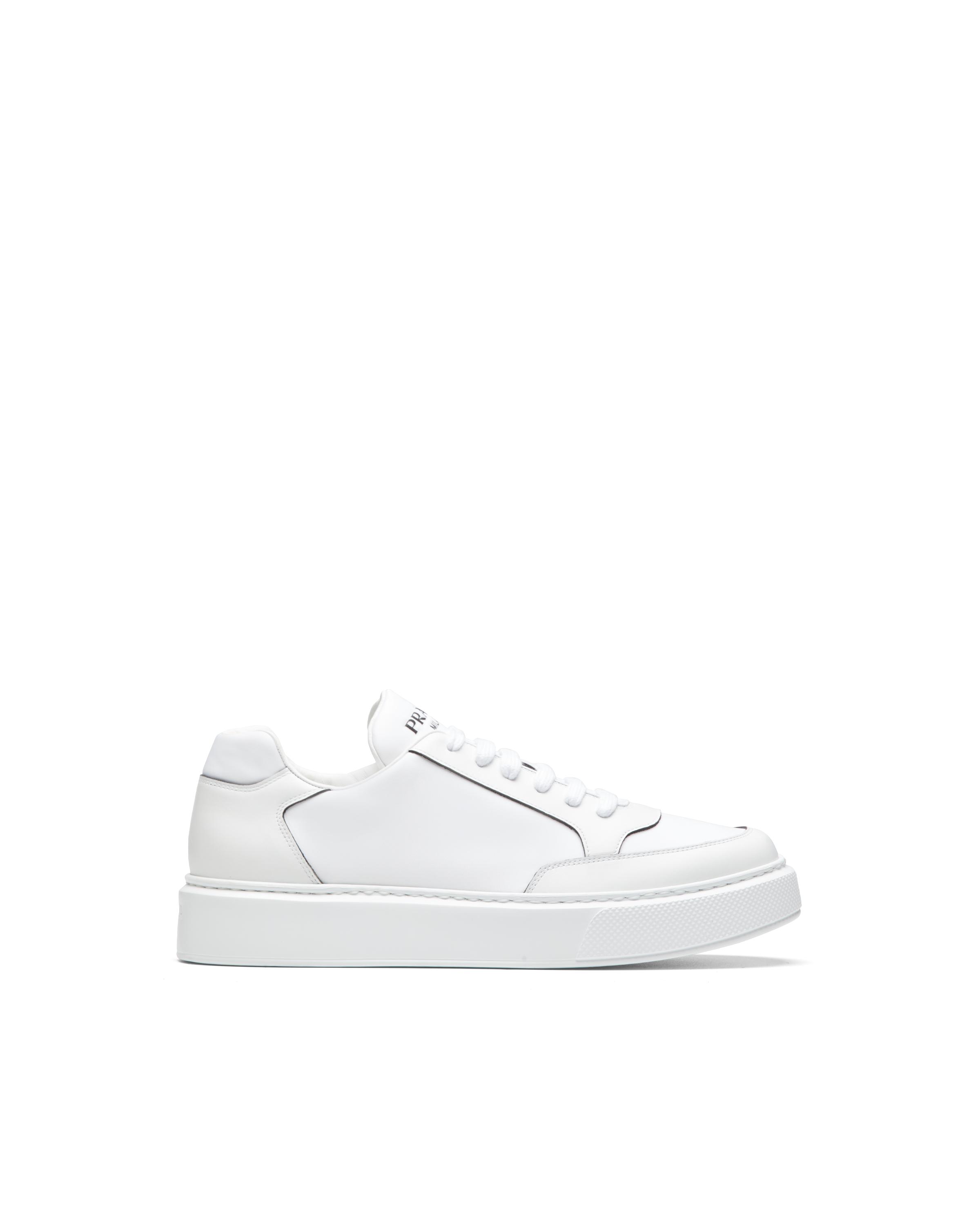 Prada Macro Leather And Nylon Sneakers in White for Men | Lyst