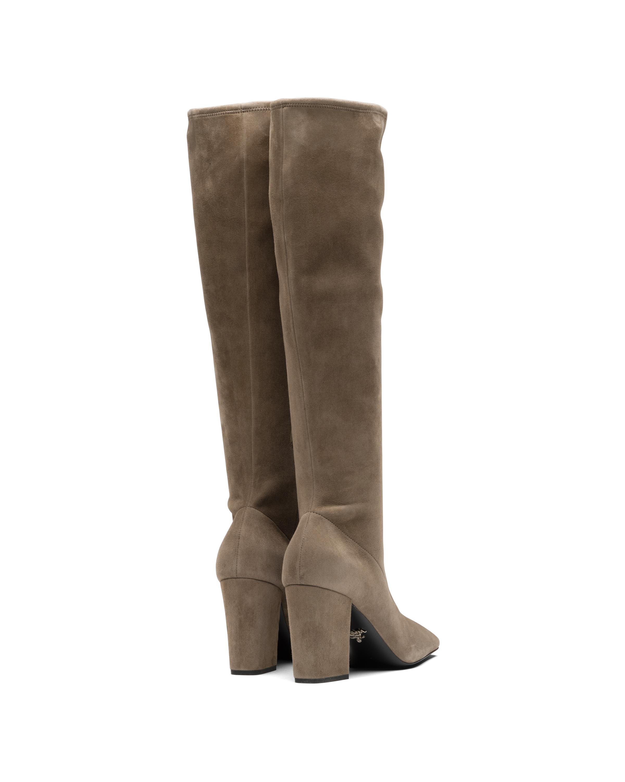 brown suede stretch boots