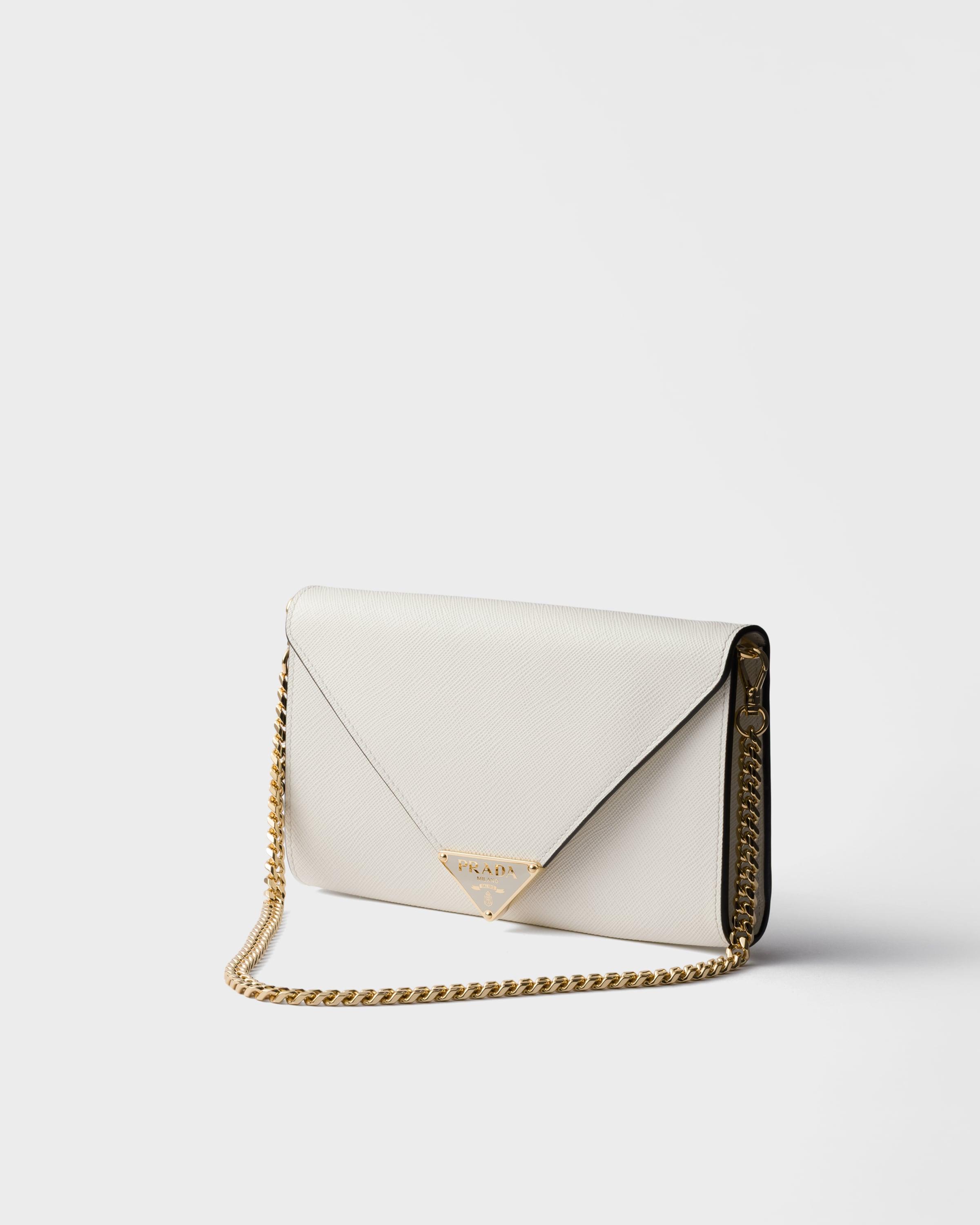 Prada Saffiano Leather Envelope Clutch in White | Lyst