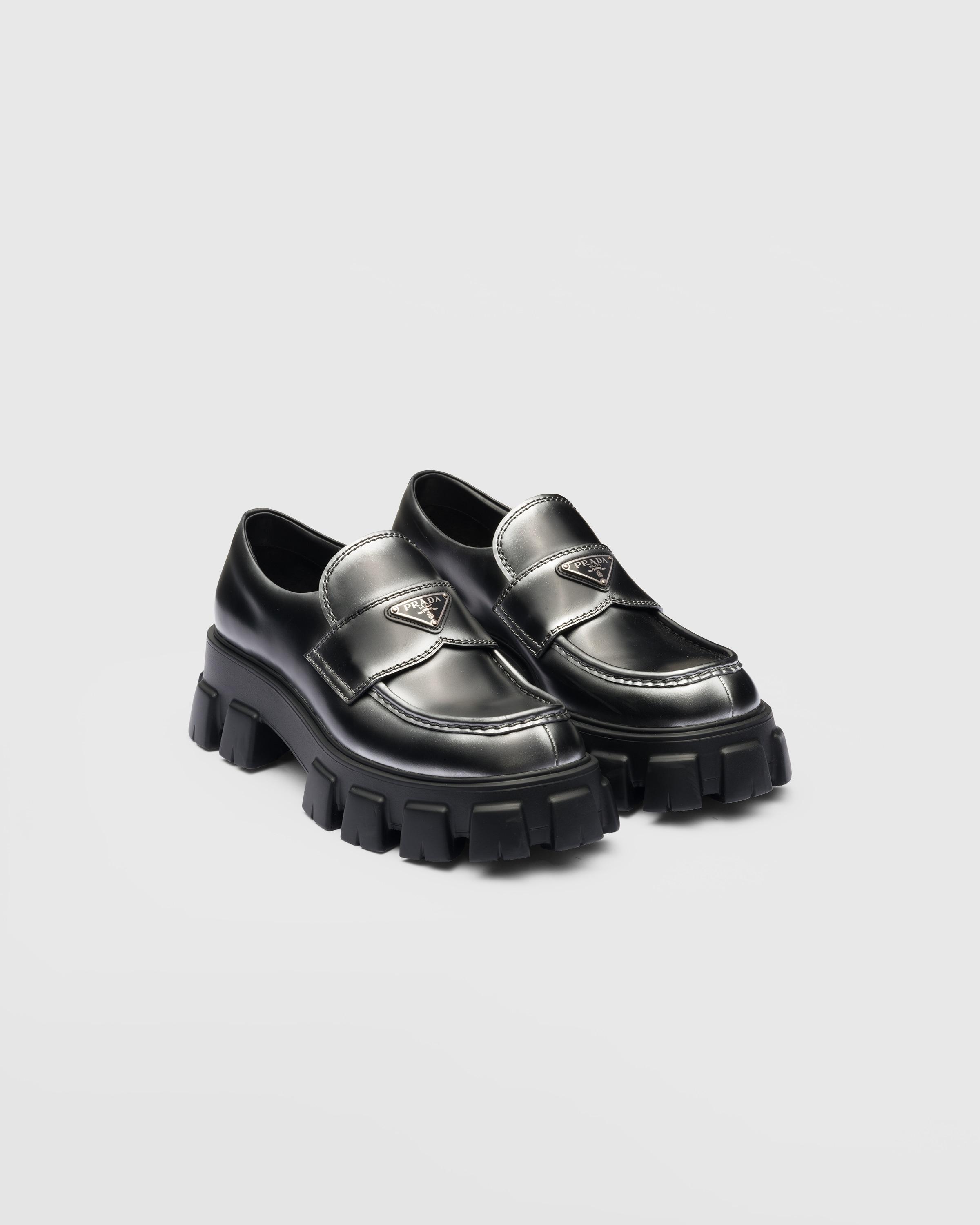 Prada Monolith Nuanced Brushed Leather Loafers for Men | Lyst