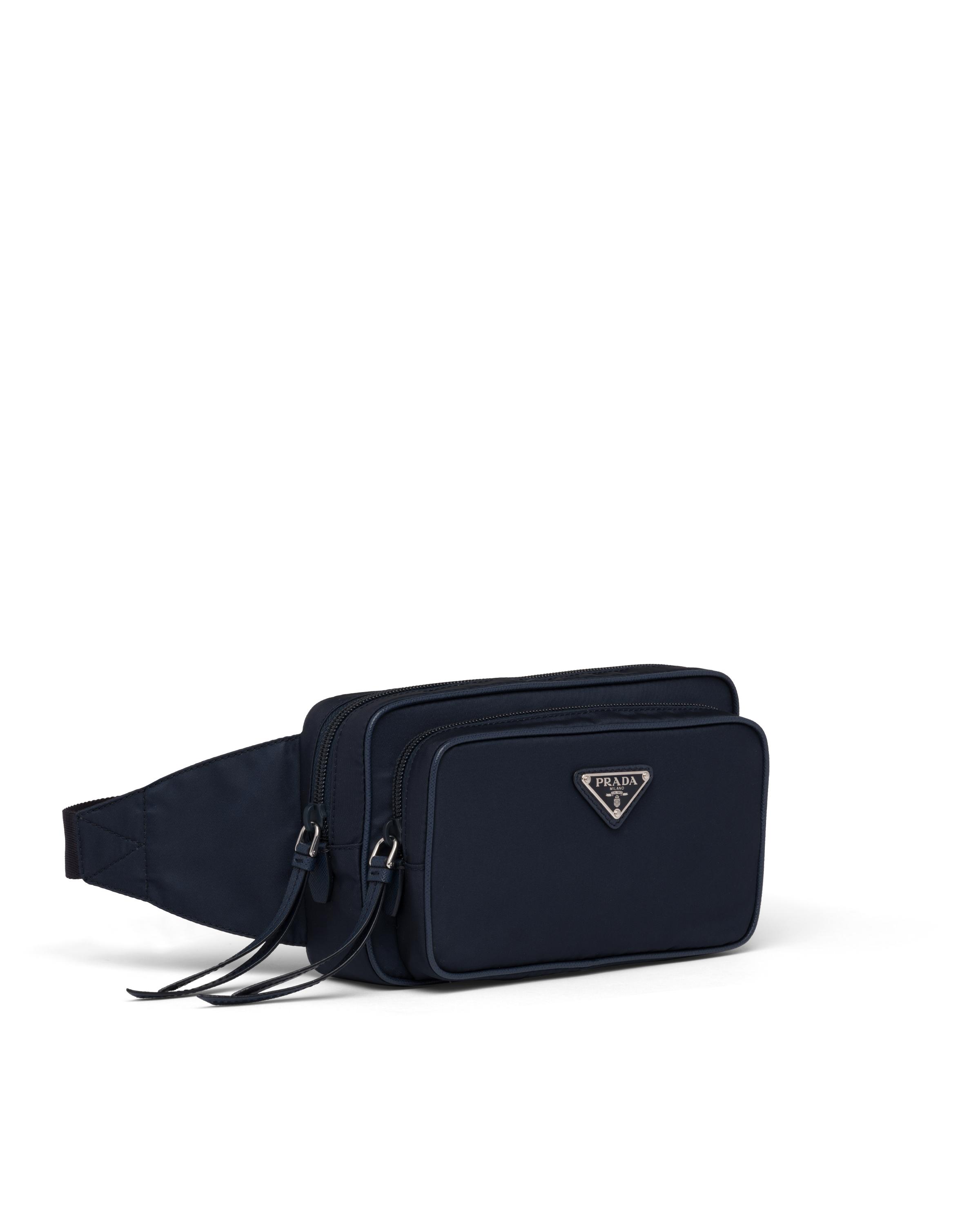 Prada Fabric And Leather Belt Bag in Blue | Lyst