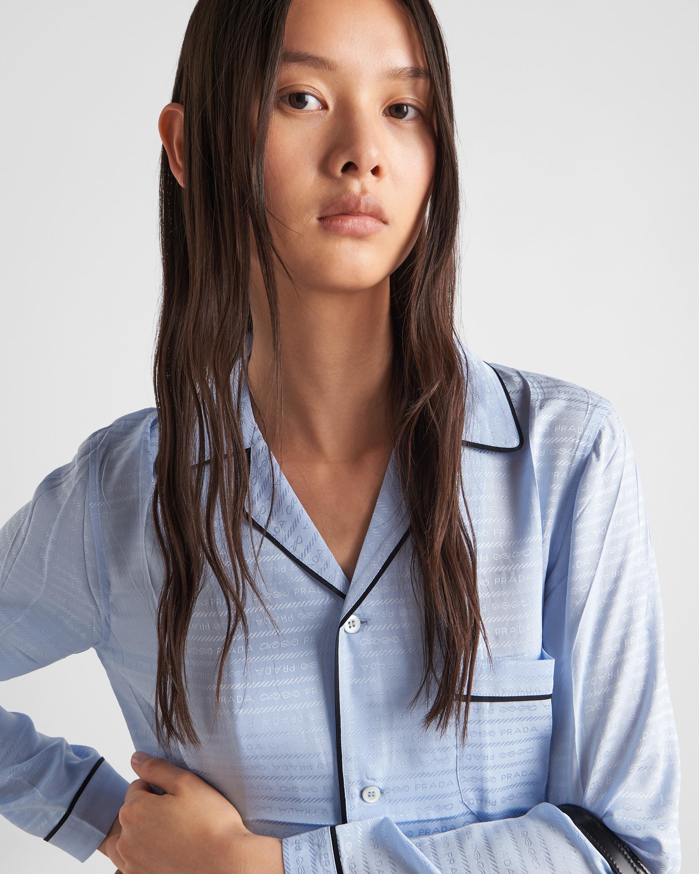 【プラダ・PRADA】Jacquard crepe de Chine pajamas Prada Jacquard Crêpe De Chine Pajamas in Blue | Lyst UK