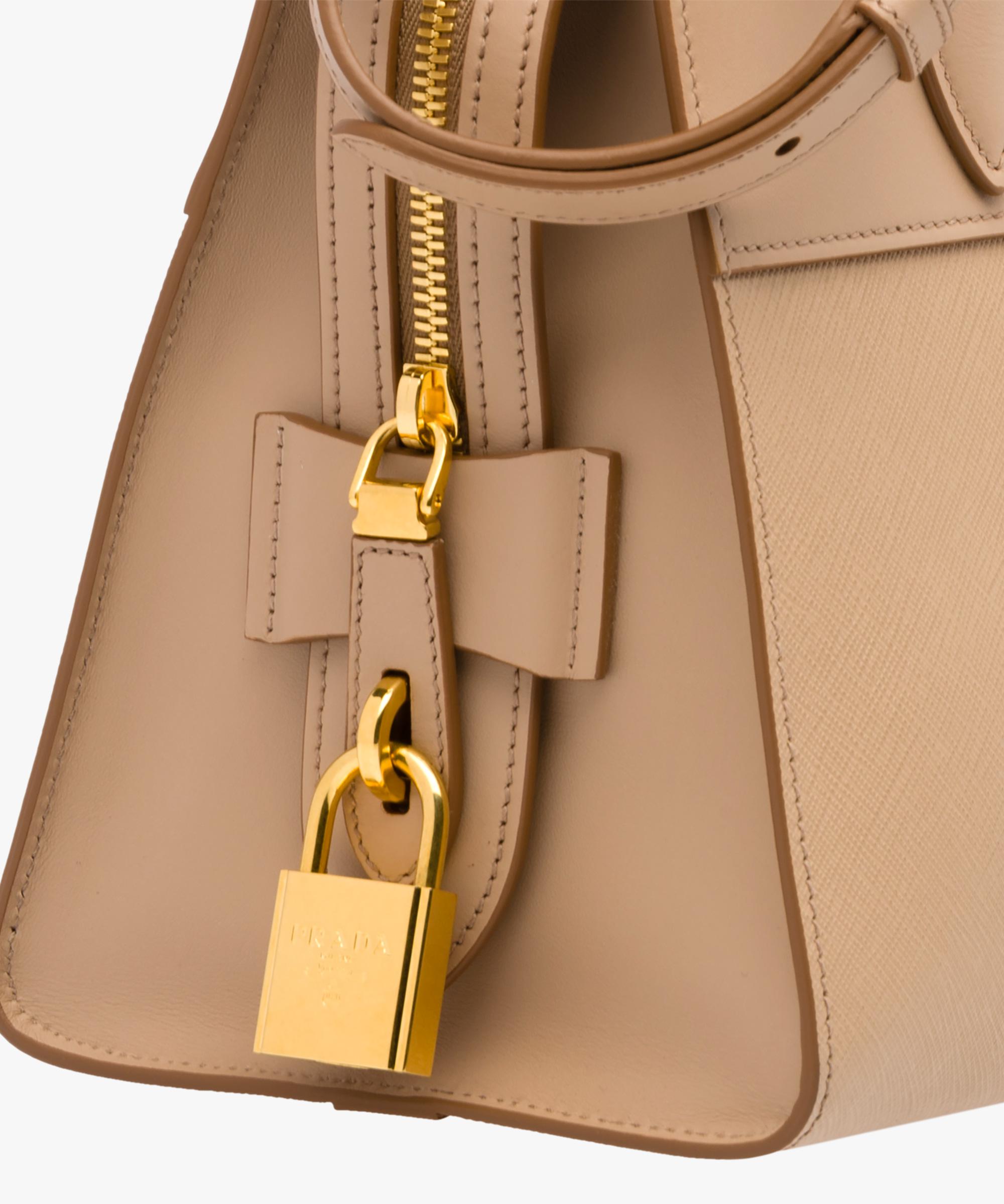 Prada Beige Saffiano Leather Esplanade Shoulder Bag Prada
