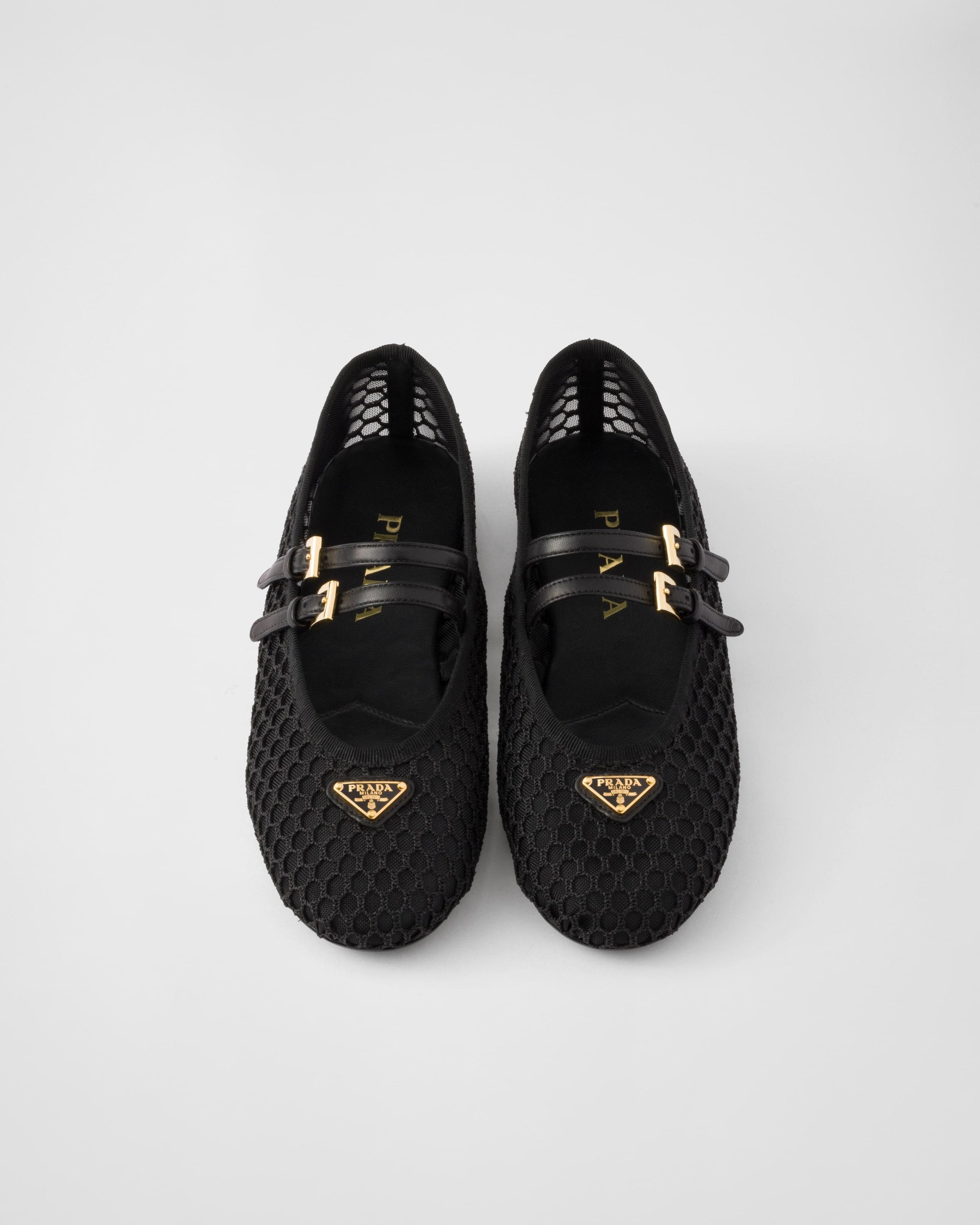 Prada Mesh Fabric Ballerinas in Black | Lyst UK