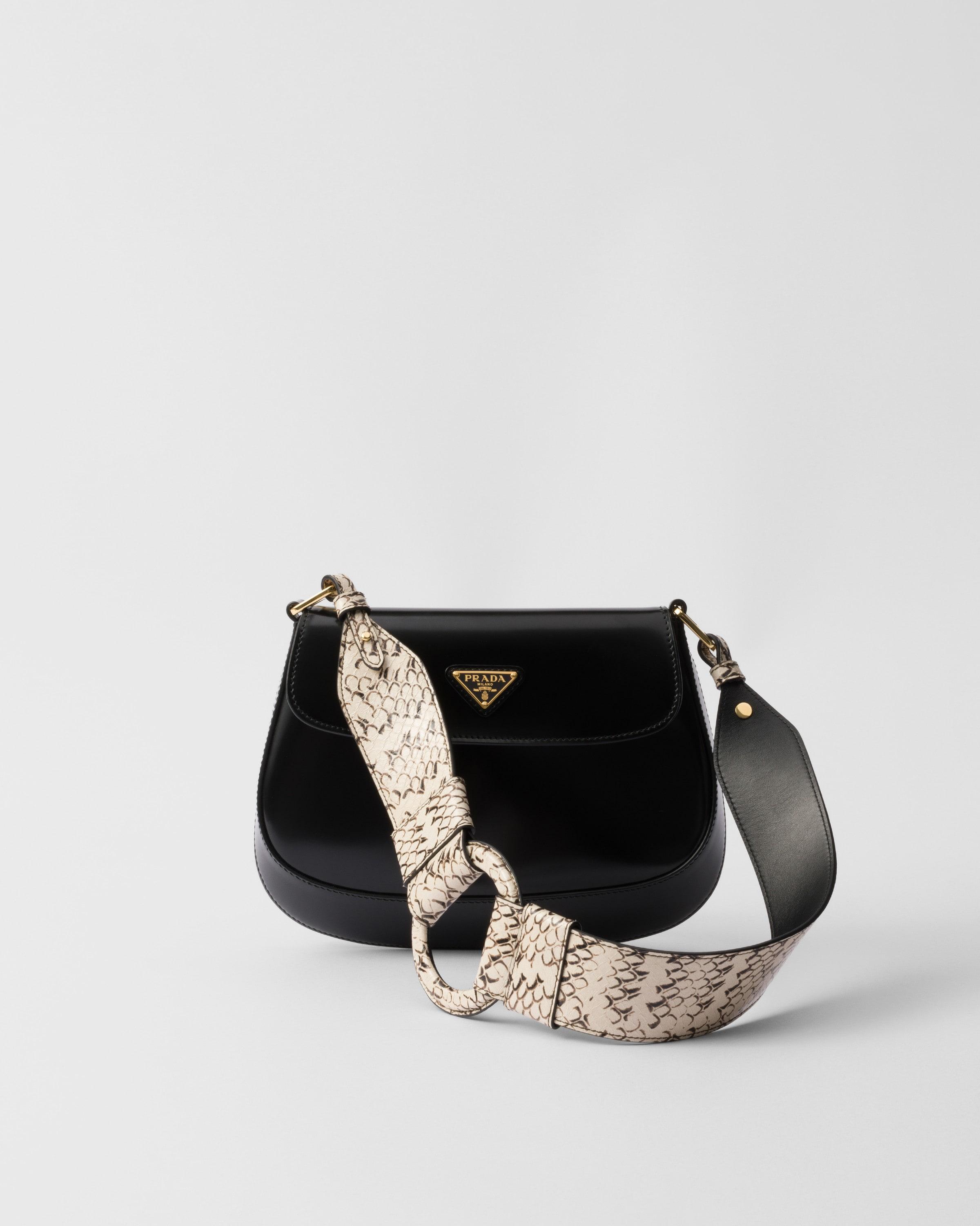 Prada Cleo Ayers And Brushed Leather Flap Bag in Black Lyst UK