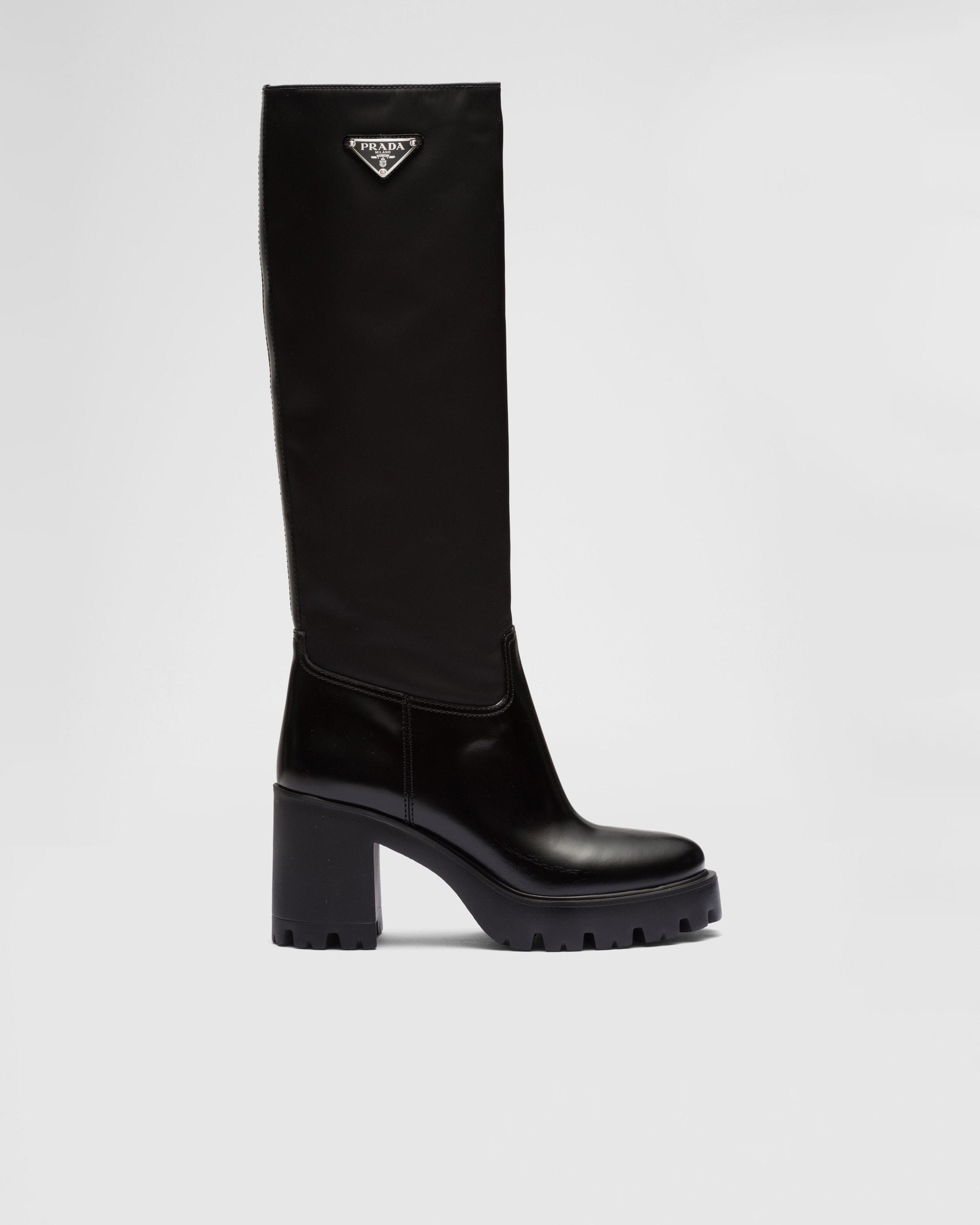 Prada Re-Nylon Knee-High Boots in Black | Lyst