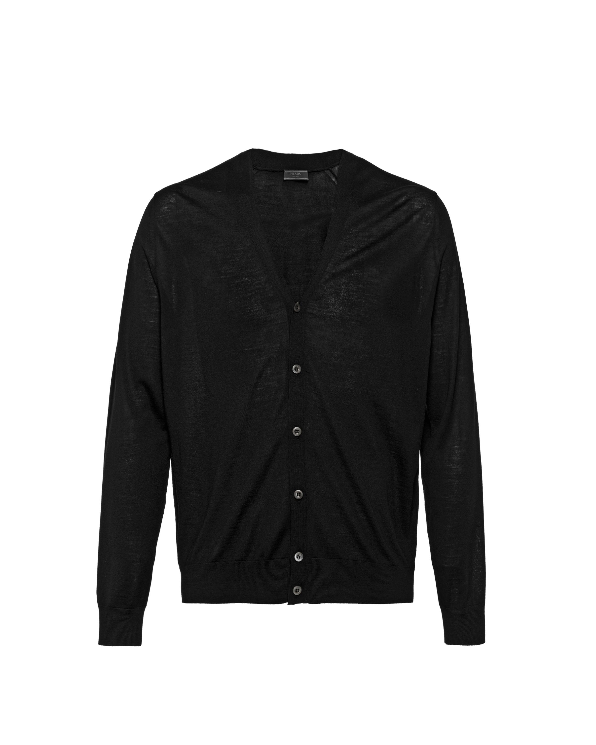 Prada Wool Cardigan in Black for Men - Lyst