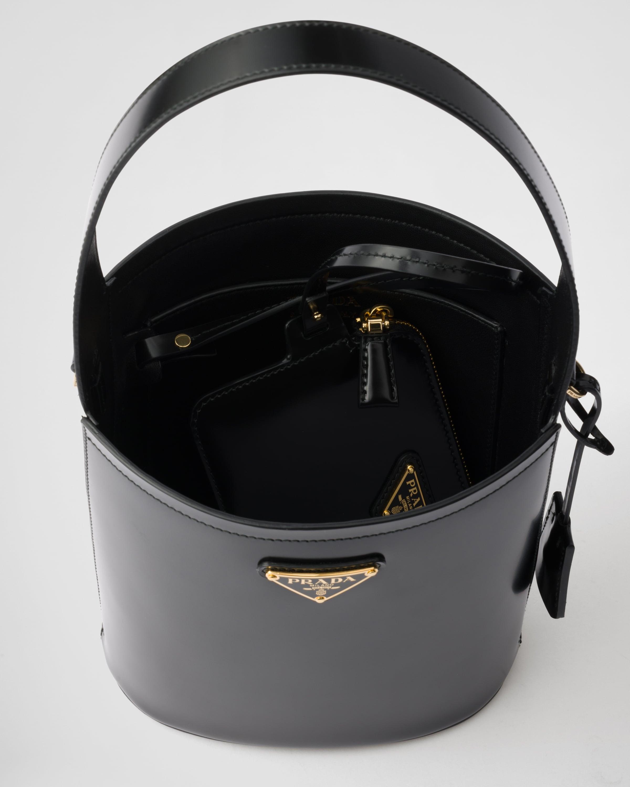 【PRADA】BRUSHED LEATHER BUCKET BAG Prada Brushed Leather Mini Bucket Bag in White | Lyst