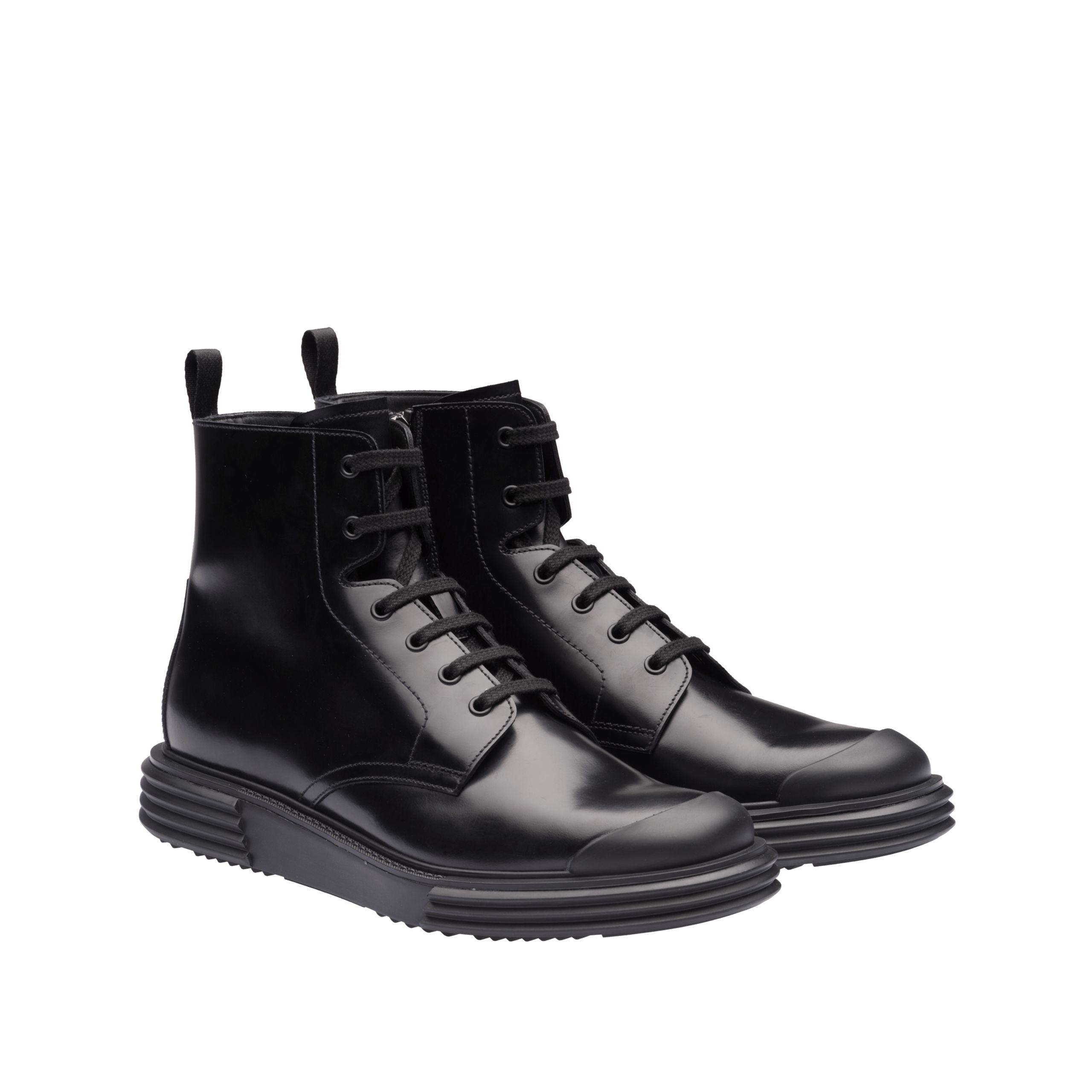 prada laced leather booties