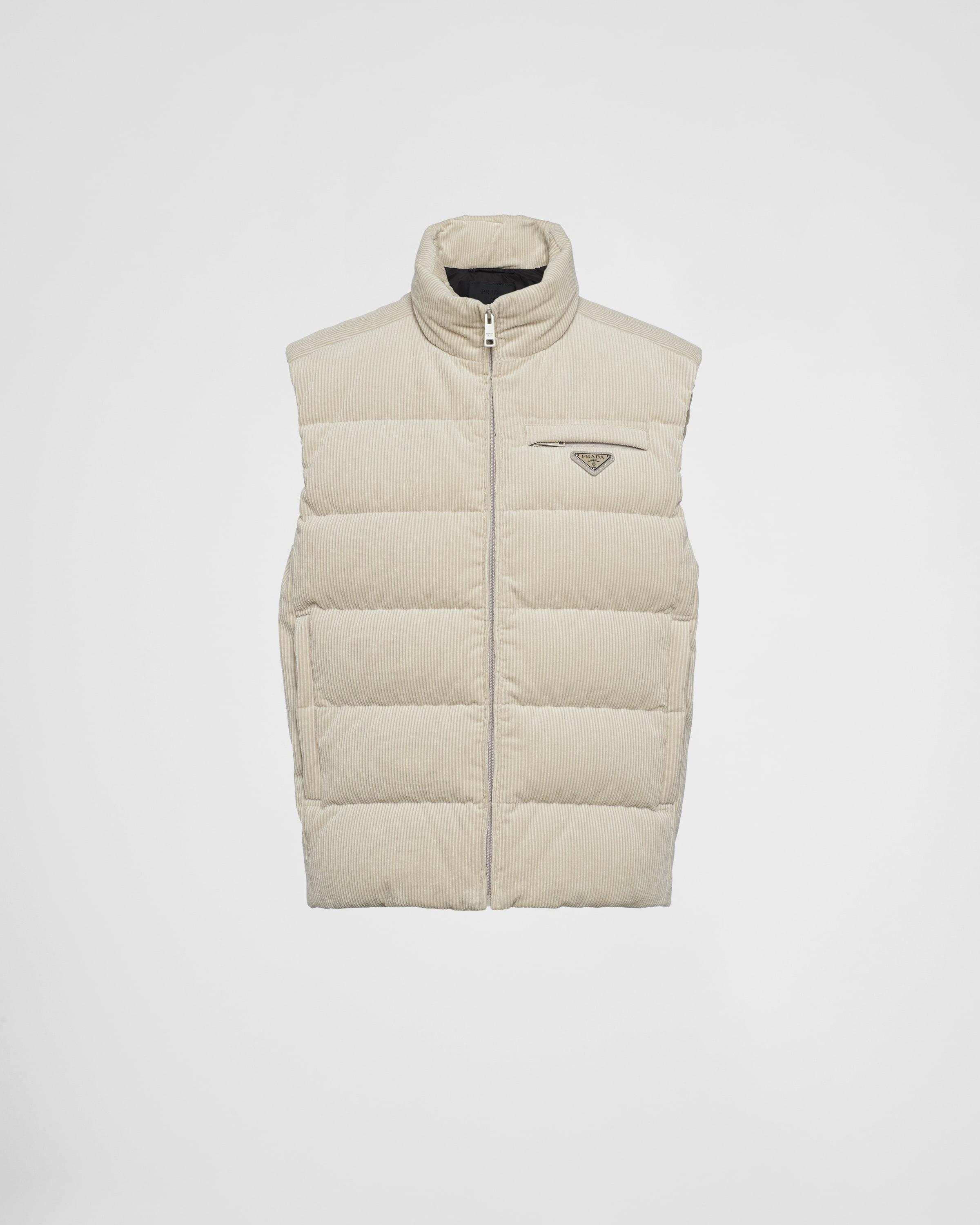 Prada Cropped Corduroy Down Vest in White for Men | Lyst
