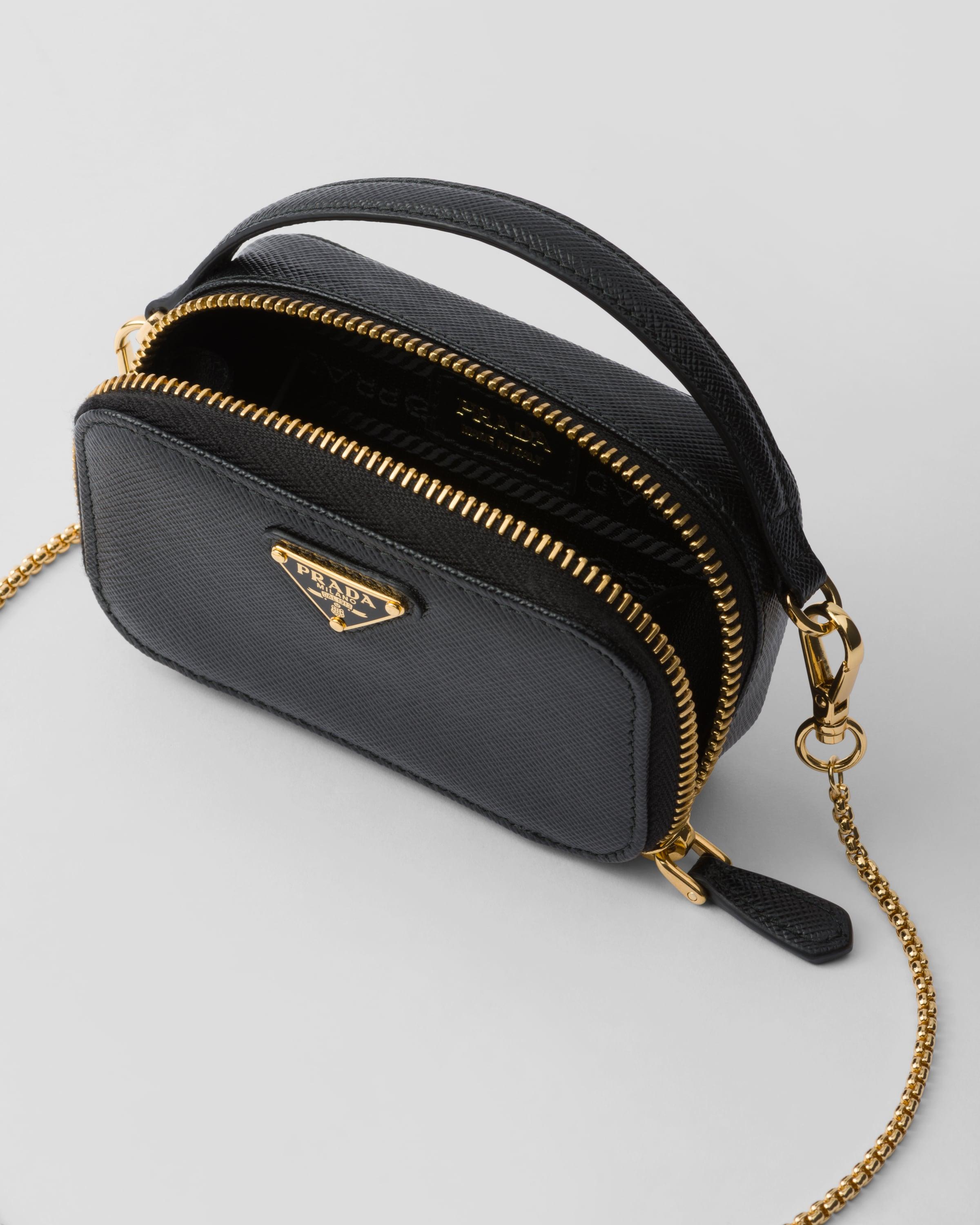 Prada Saffiano Leather Mini Pouch in Black Lyst UK